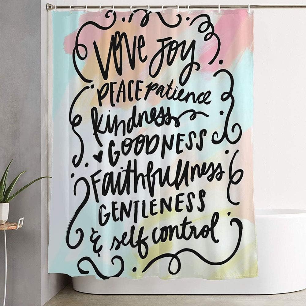 Shower Curtain with Fruit Calligraphy Design 72x72 Inch