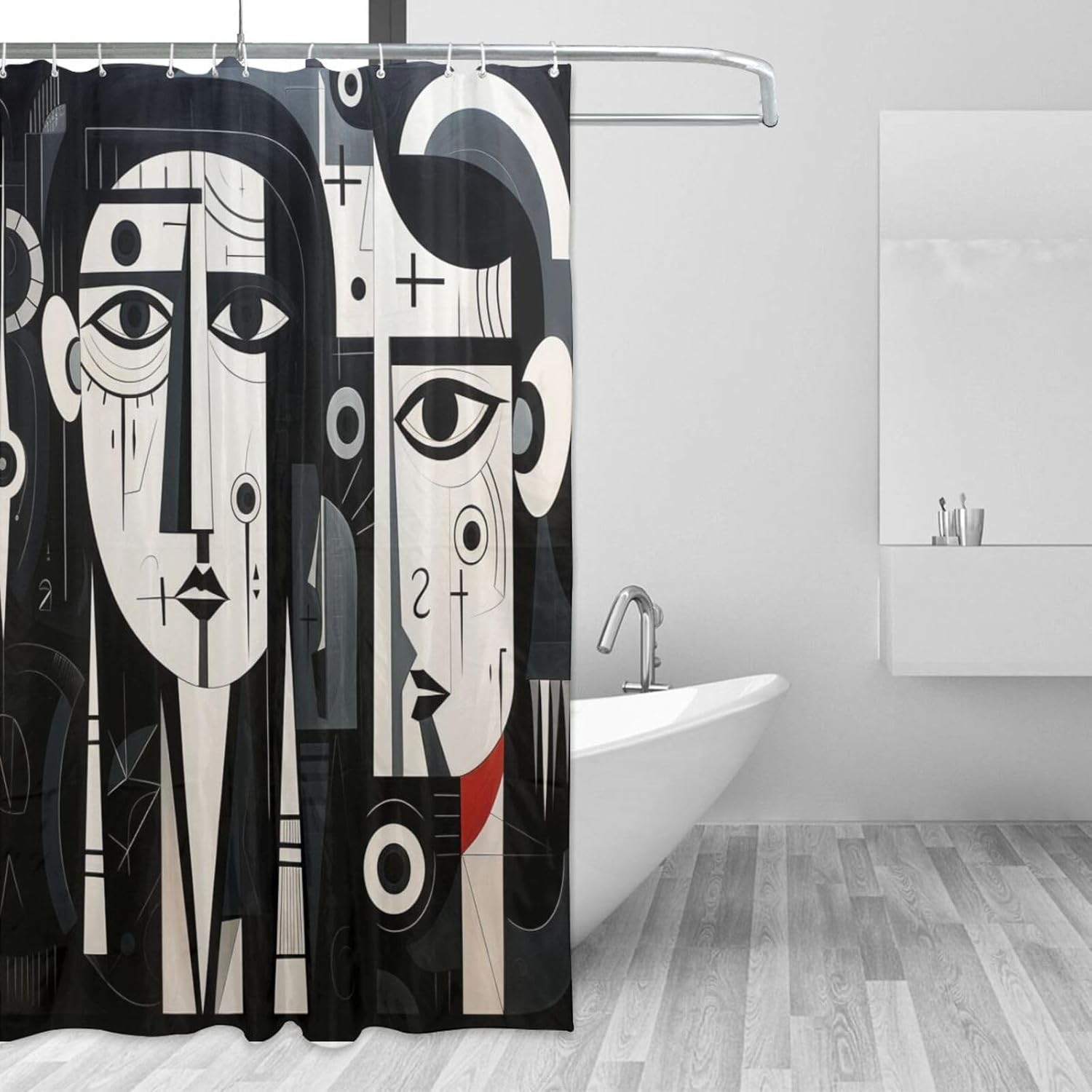 Sad Boy Shower Curtain Set with 12 Hooks 72x72in 1