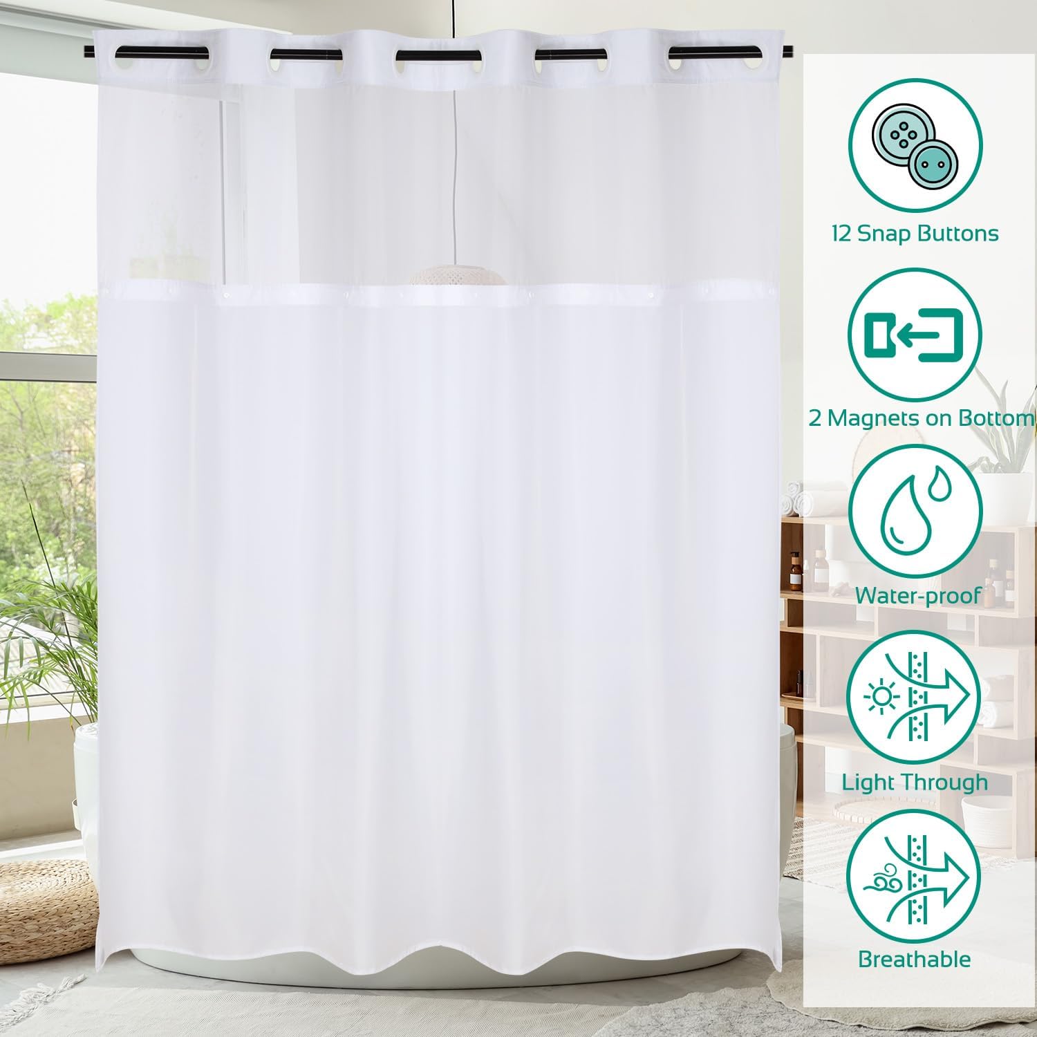 Lalumix No Hook Shower Curtain Set with Replaceable Patterns
