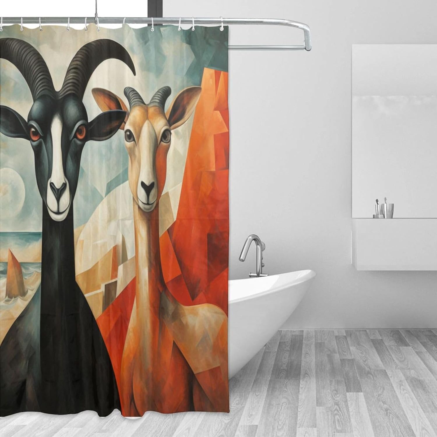 DAOWANGZUO Sheep Shower Curtain Set 72x72in 1
