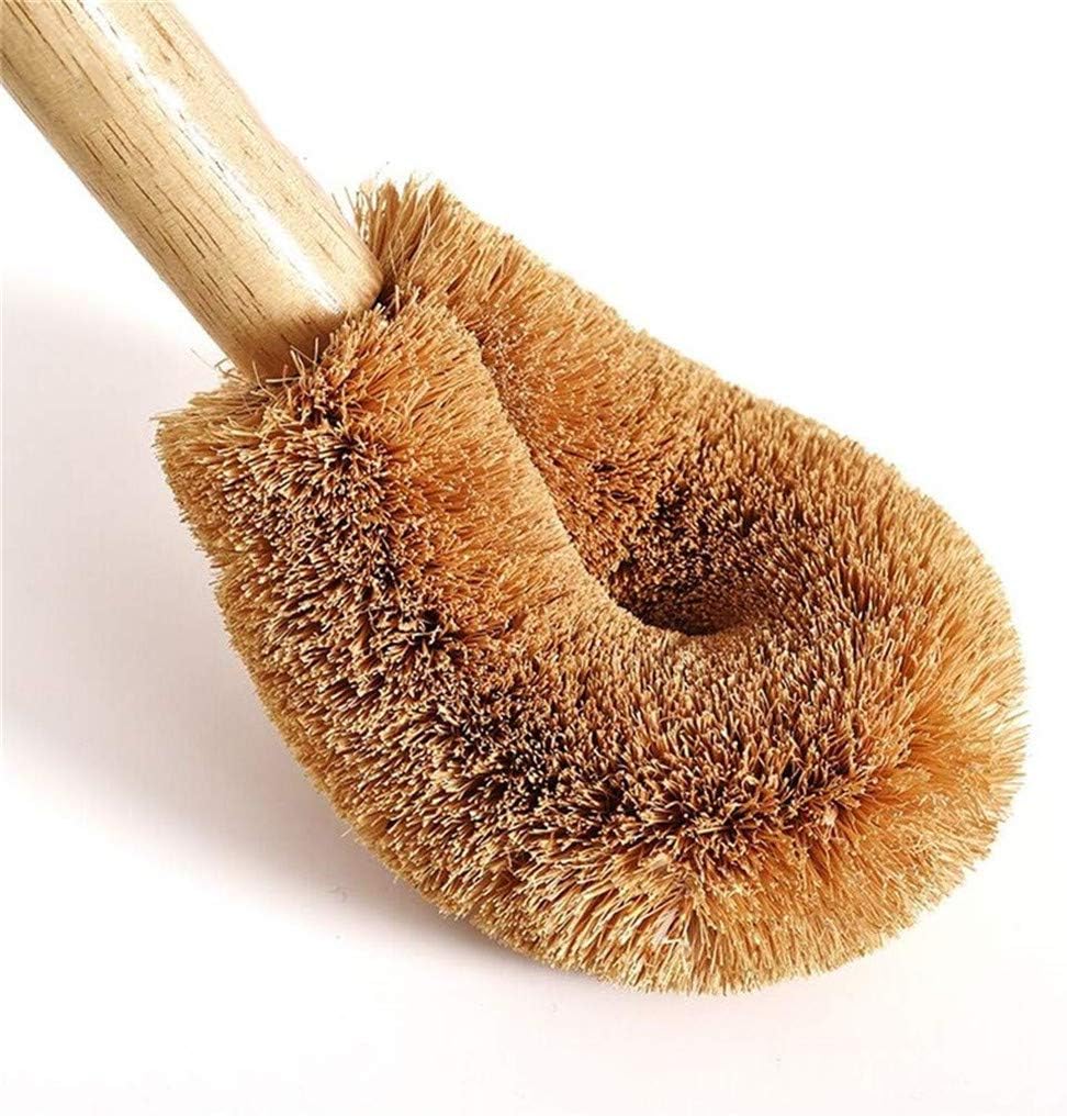 2 Pack Wooden Handle Toilet Brush with Coconut Fiber Head