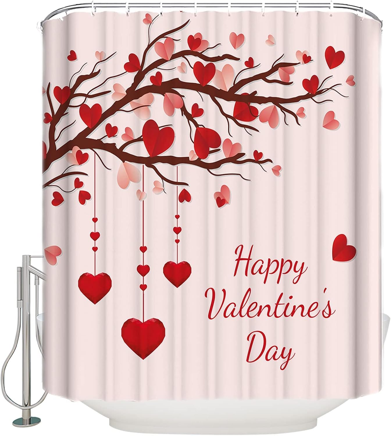 BestLives Valentines Day Waterproof Shower Curtain with Hooks 36x72inch