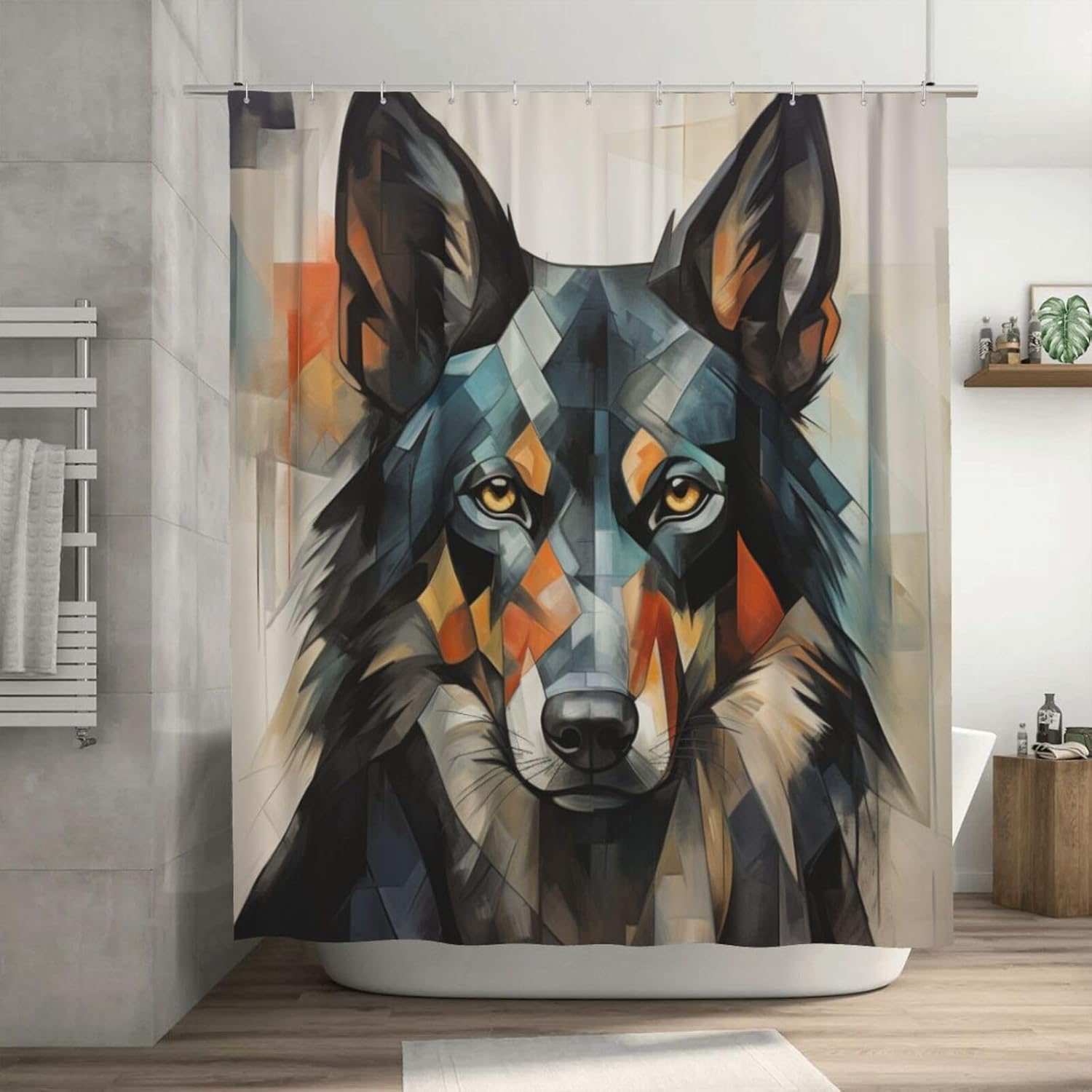 DAOWANGZUO Black Dog Shower Curtain Set 72x72in