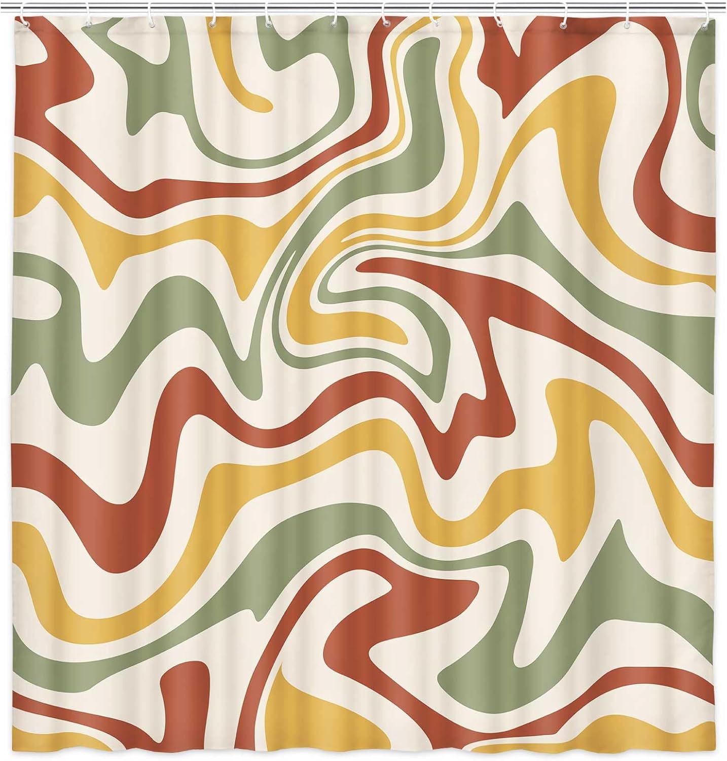 Dongbei Boho Sage Green 72X72in Shower Curtain with Hooks 1