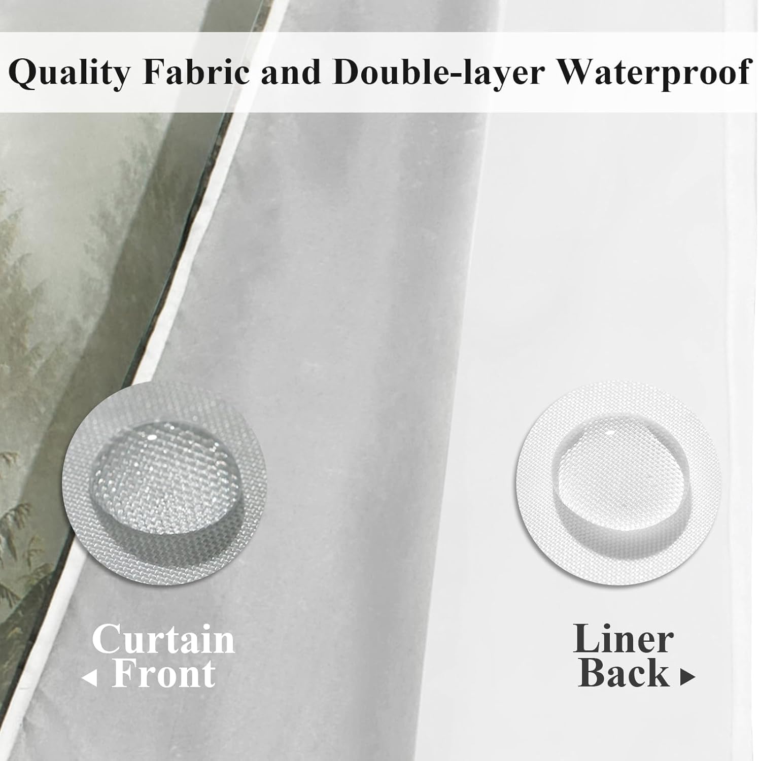 ORTIGIA Misty Forest Shower Curtain Set with Liner and Hooks