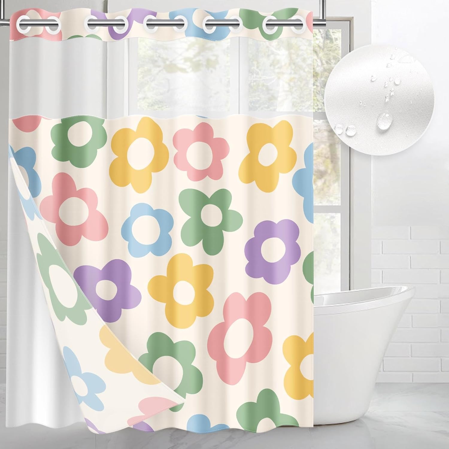 Culudea Vintage Flower Shower Curtain Set 1