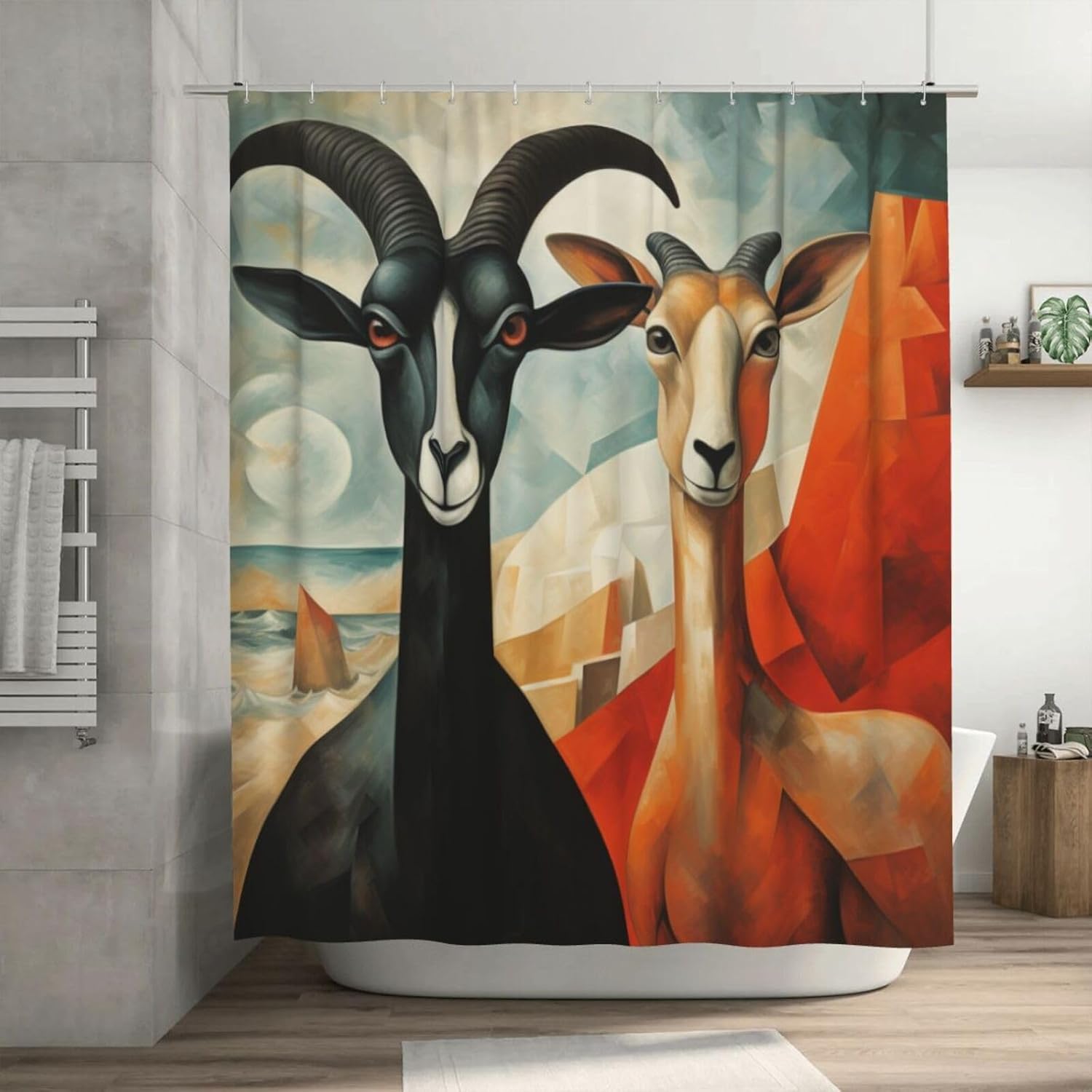 DAOWANGZUO Sheep Shower Curtain Set 72x72in 1