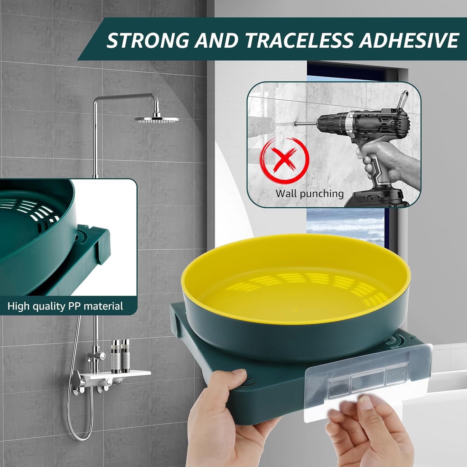 2 Pcs Corner Shower Caddy with 360 Rotating Design