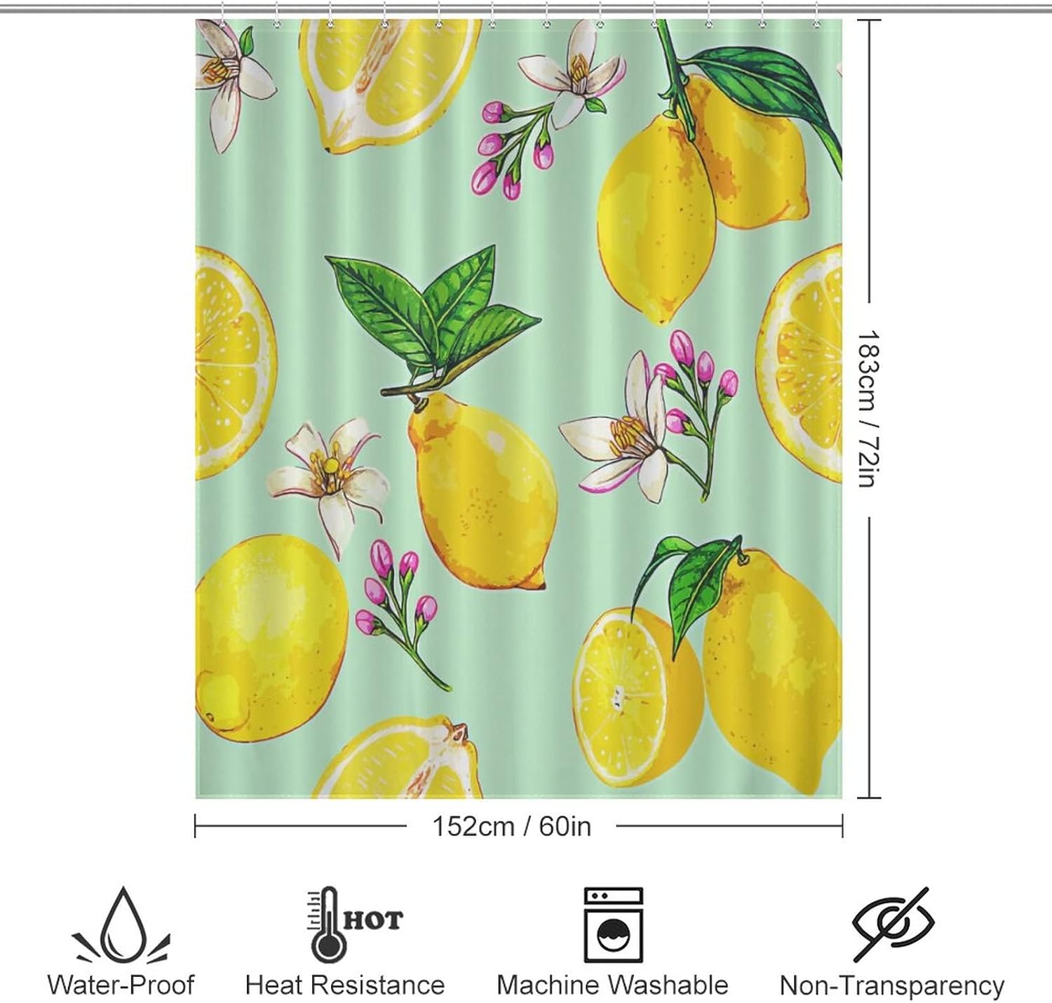 Sweet Natural Food Shower Curtain with 12 Hooks 60x72 Inch