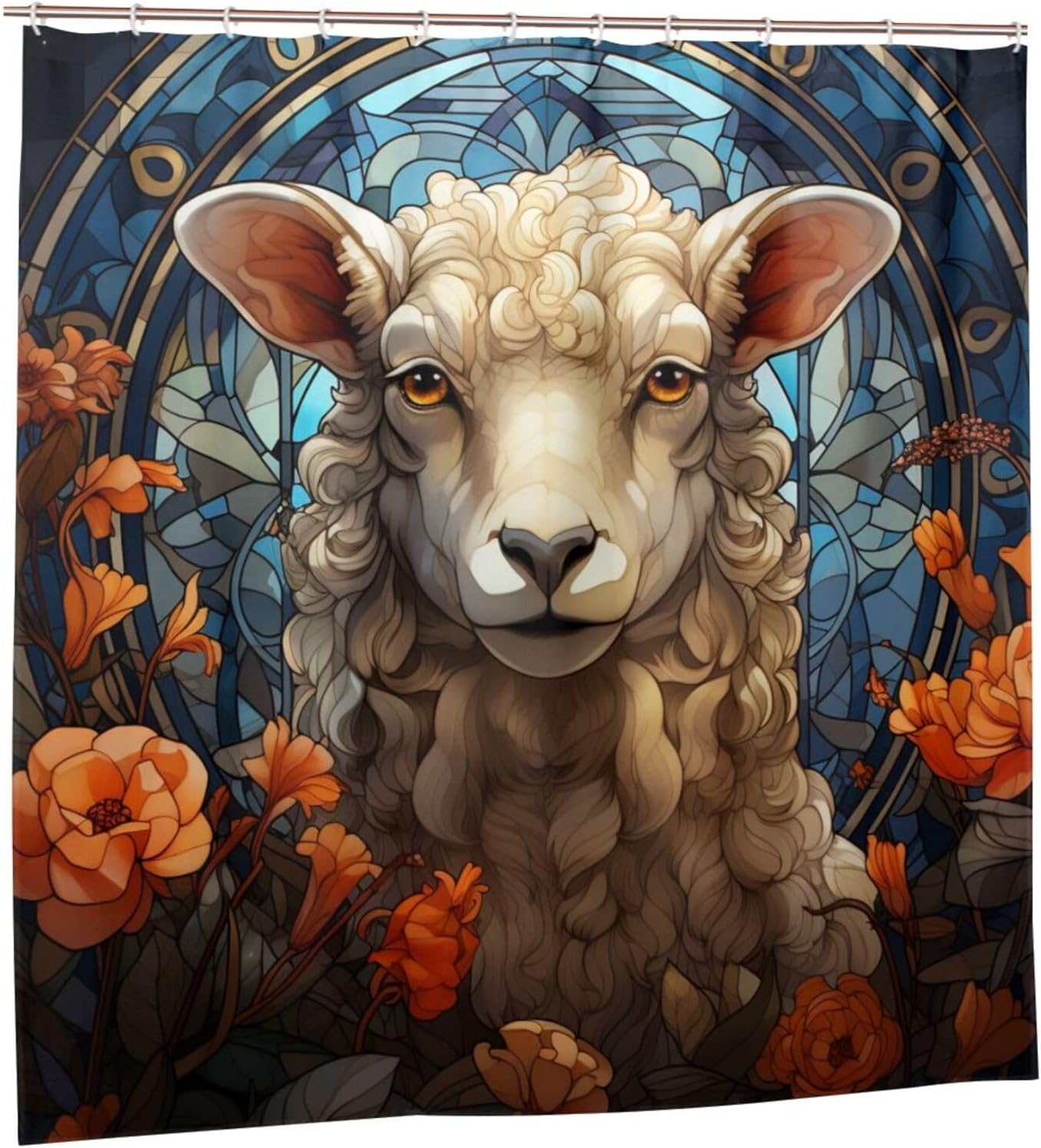 DAOWANGZUO Sheep Shower Curtain Set 72x72in