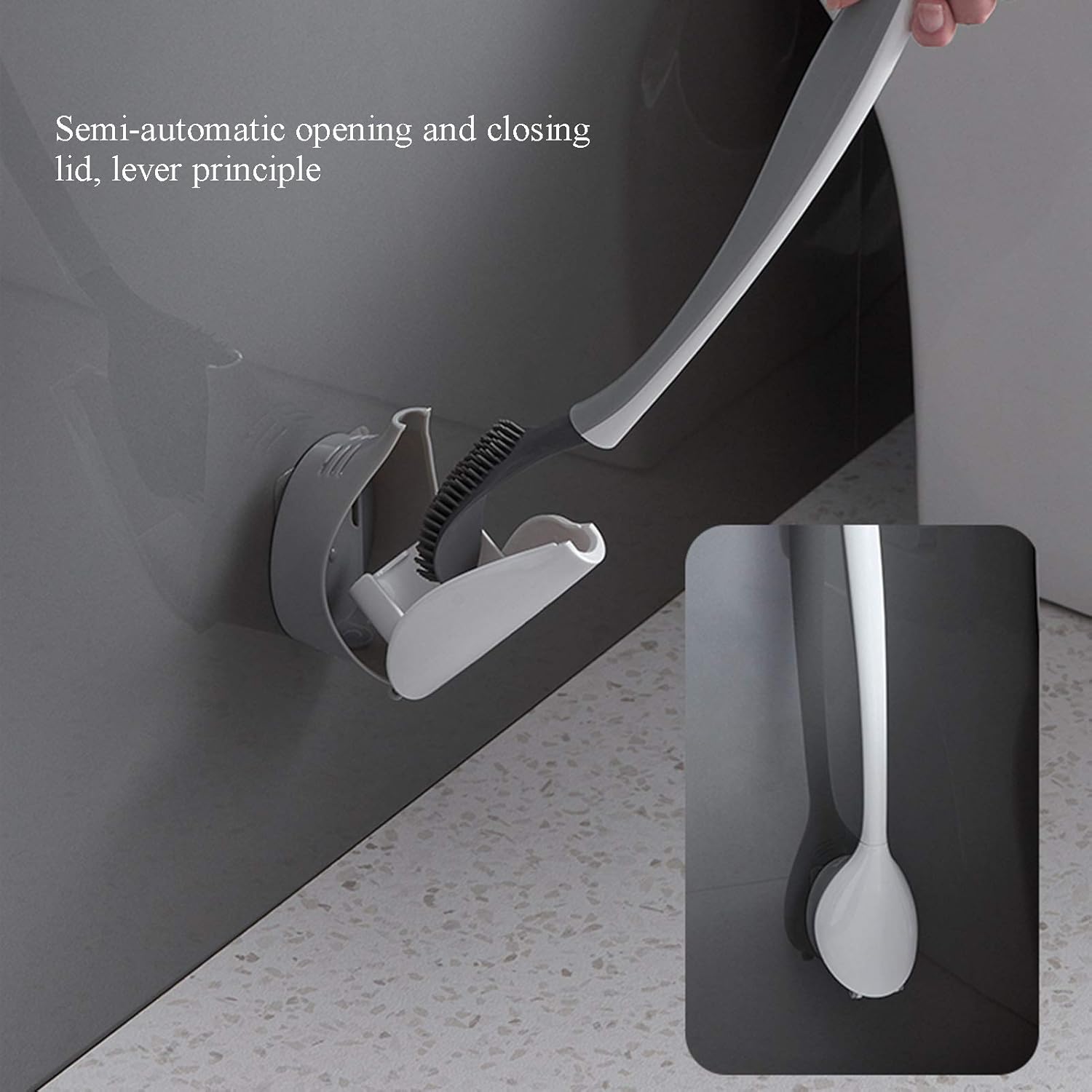 NLIAN Silicone Toilet Brush with Holder Gray