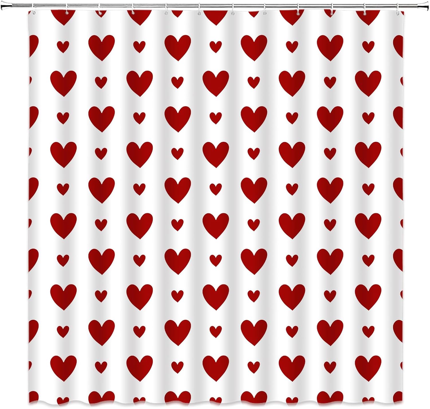 Valentines Day Shower Curtain Red Heart Modern Cute Love Romantic