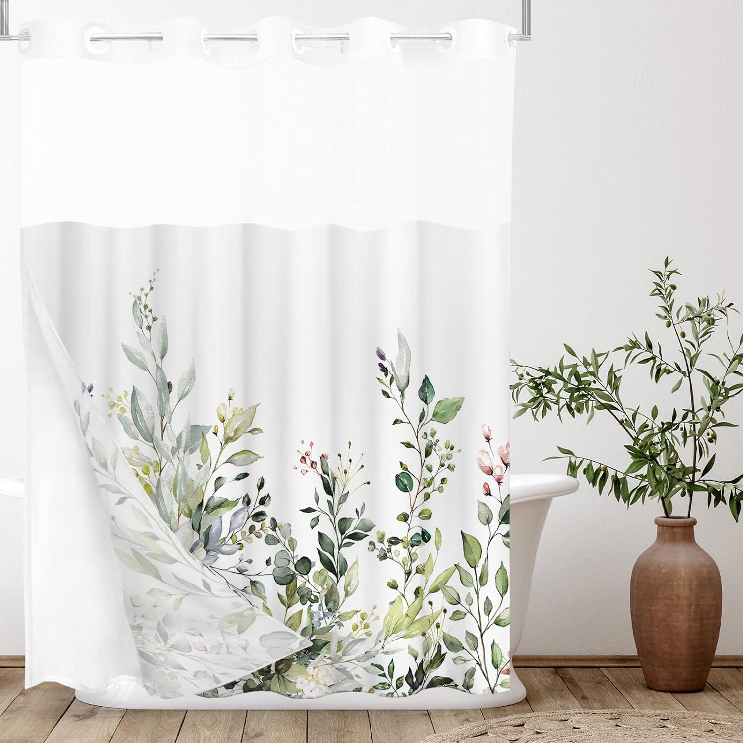 Tititex Snap-In Liner Shower Curtain Set 72x72 Inch