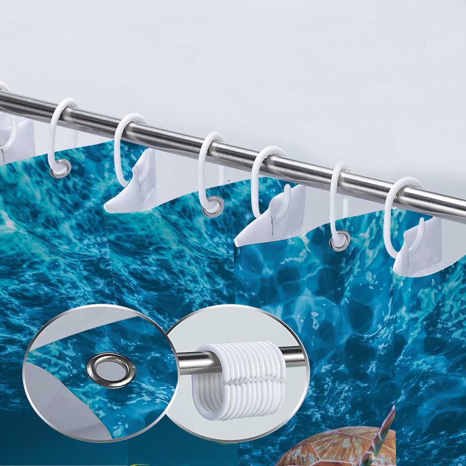 DYNH Sea Turtle Fabric Shower Curtain 69x70 Inch with Hooks Blue Bath Curtain