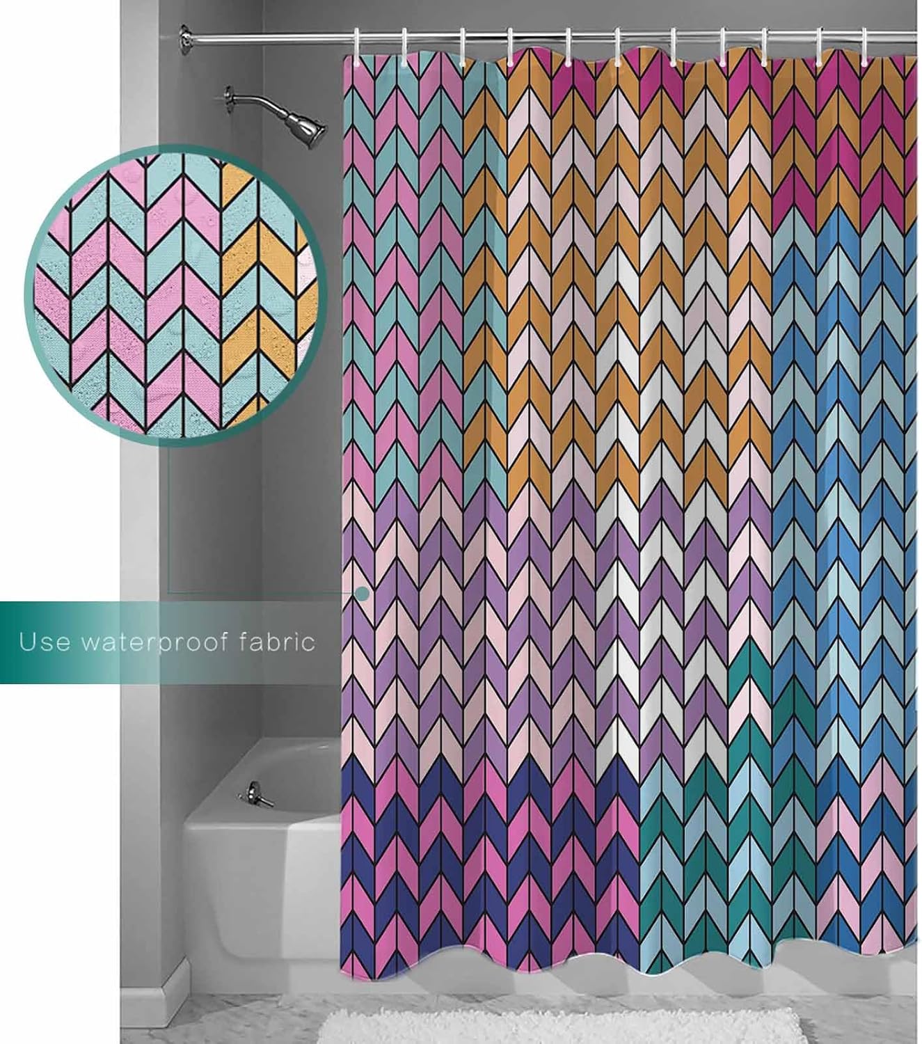 ZOE GARDEN Colorful Stripes Shower Curtain Set 1