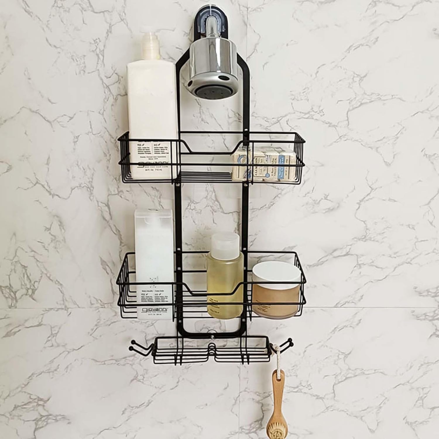 Zheararm Shower Caddy Over Shower Head with Hooks and Capacity