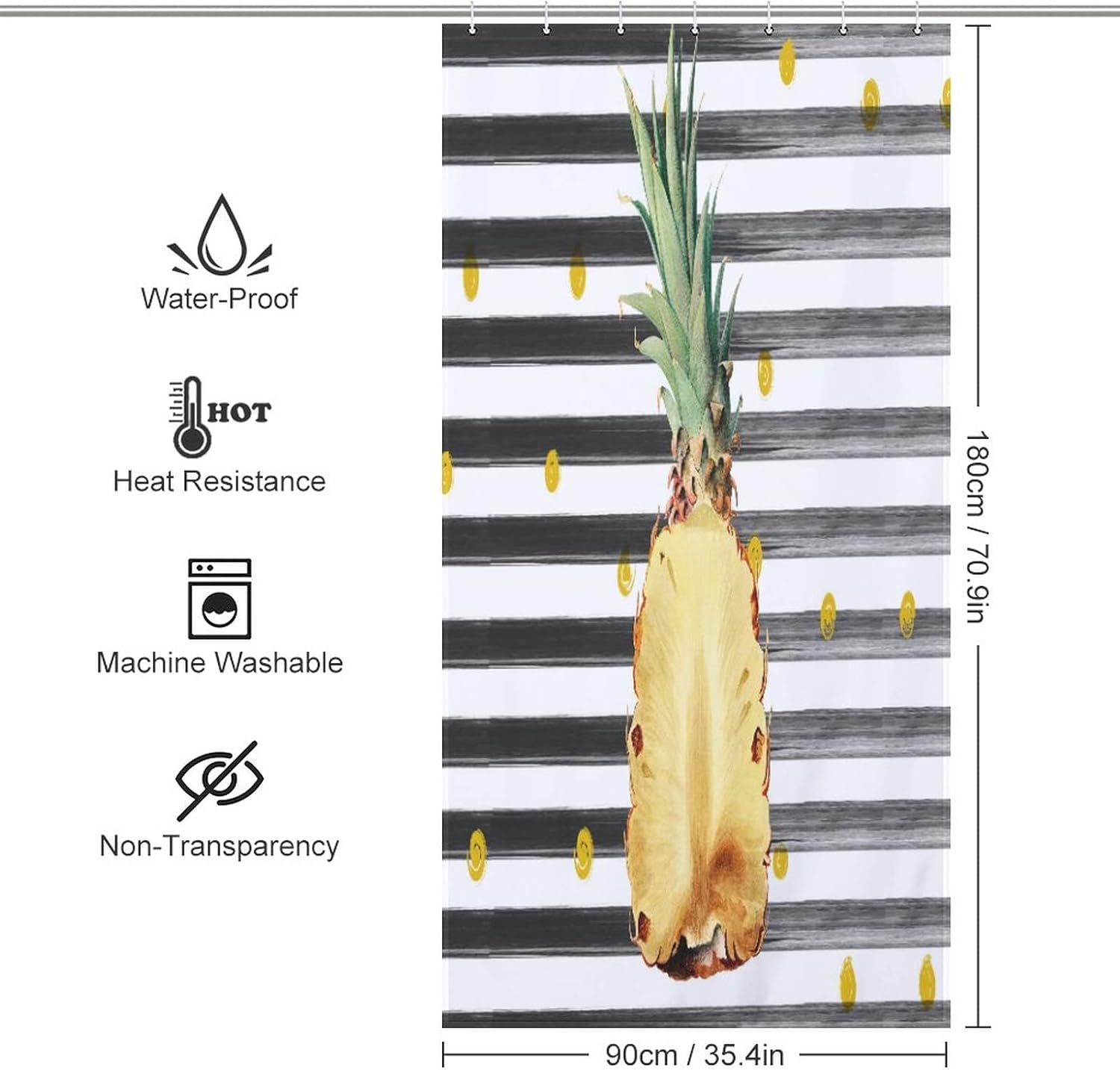 Sweet Natural Food Theme Shower Curtain with 12 Hooks