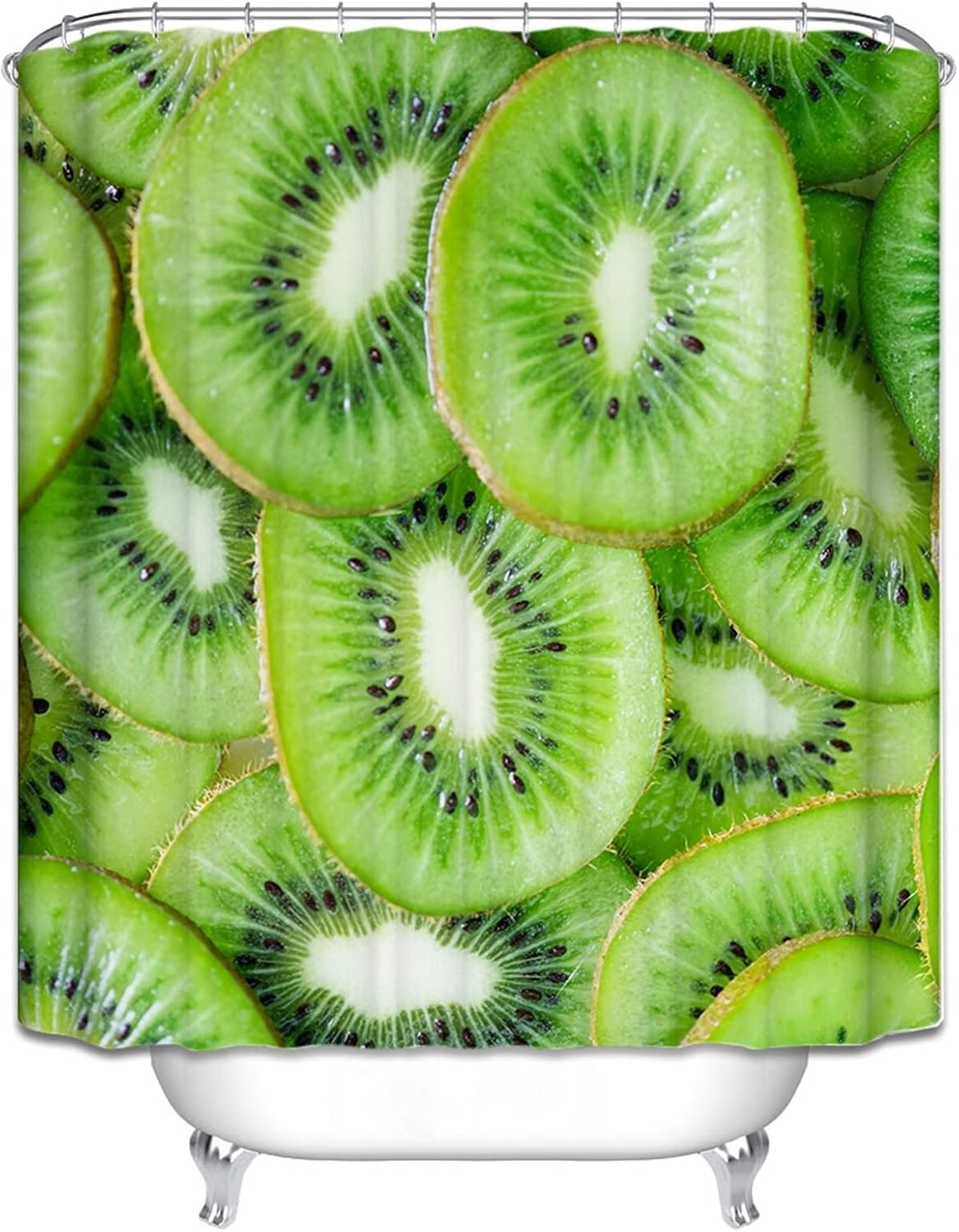 Mesnt Shower Curtain Kiwi Fruit Pattern 35 x 71 in 90X180cm with Hooks