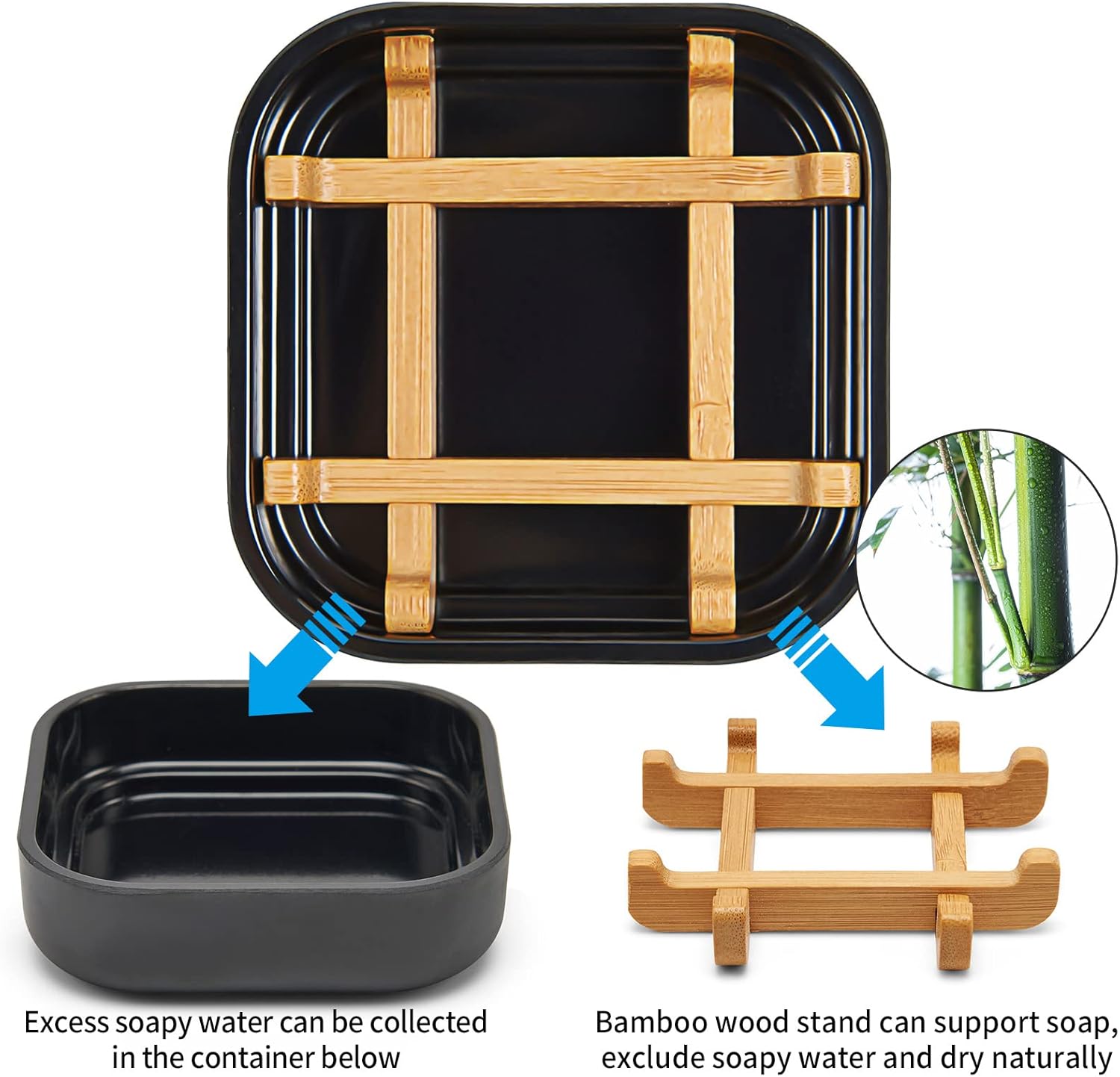 Bamboo Soap Dish with Detachable Holder