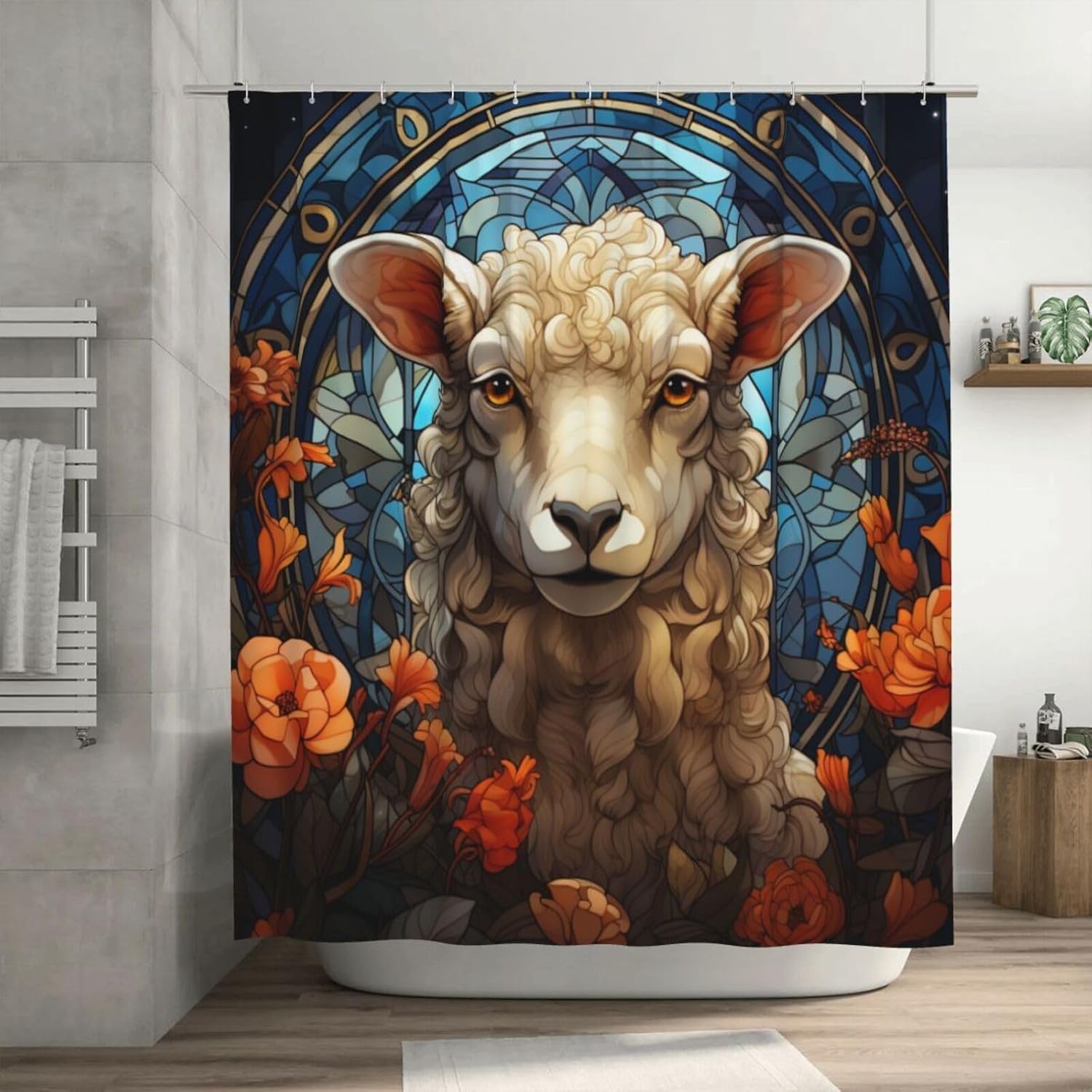 DAOWANGZUO Sheep Shower Curtain Set 72x72in