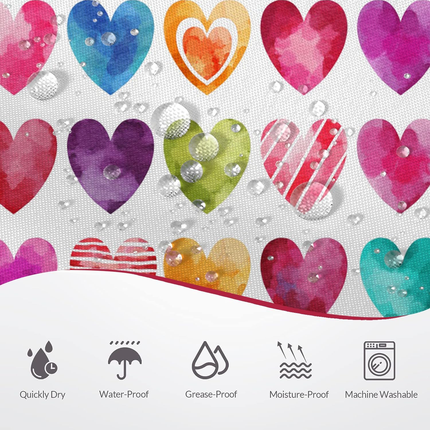 Valentines Day Shower Curtain with Hearts Design