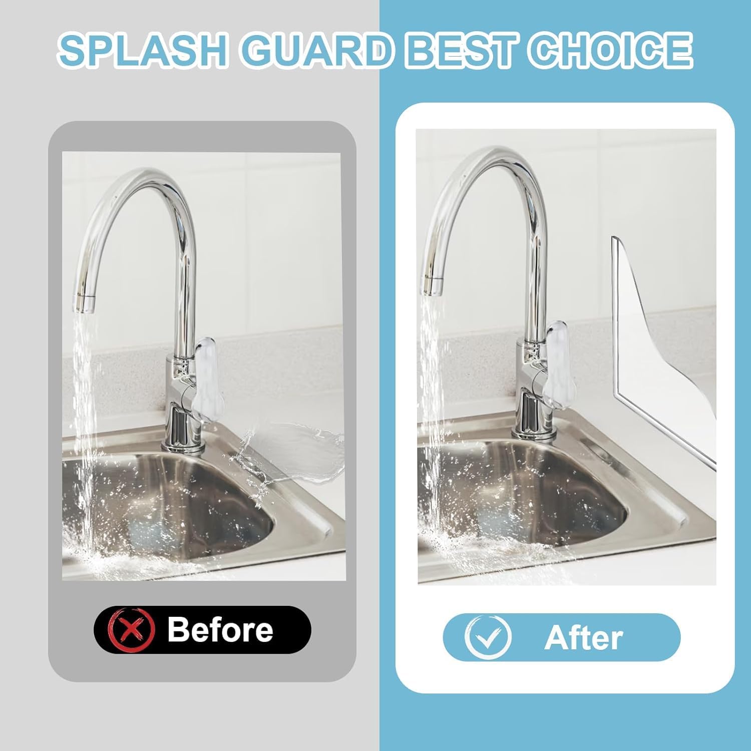 2 PCS Acrylic Shower Splash Guard with Adhesive