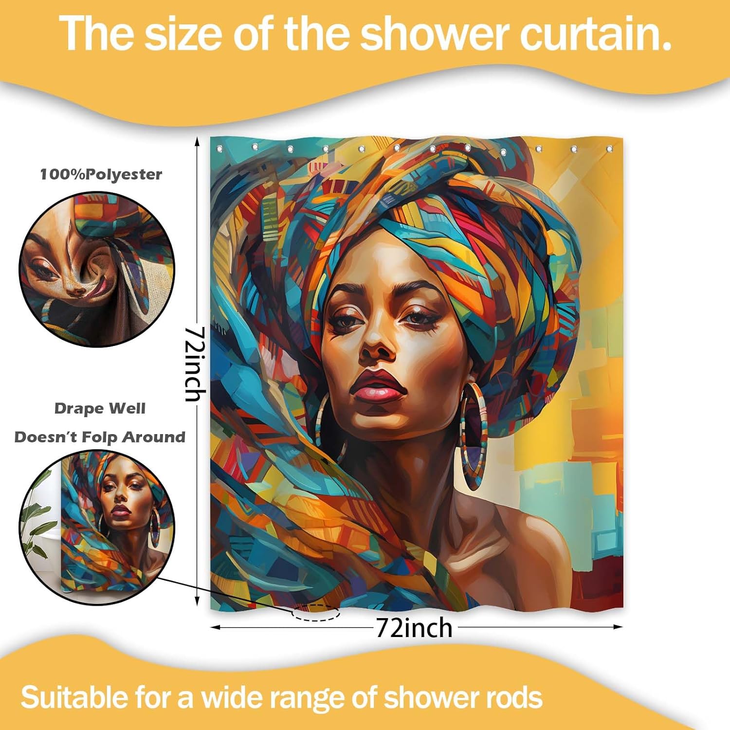 DLTAY African Shower Curtain Set with 12 Hooks