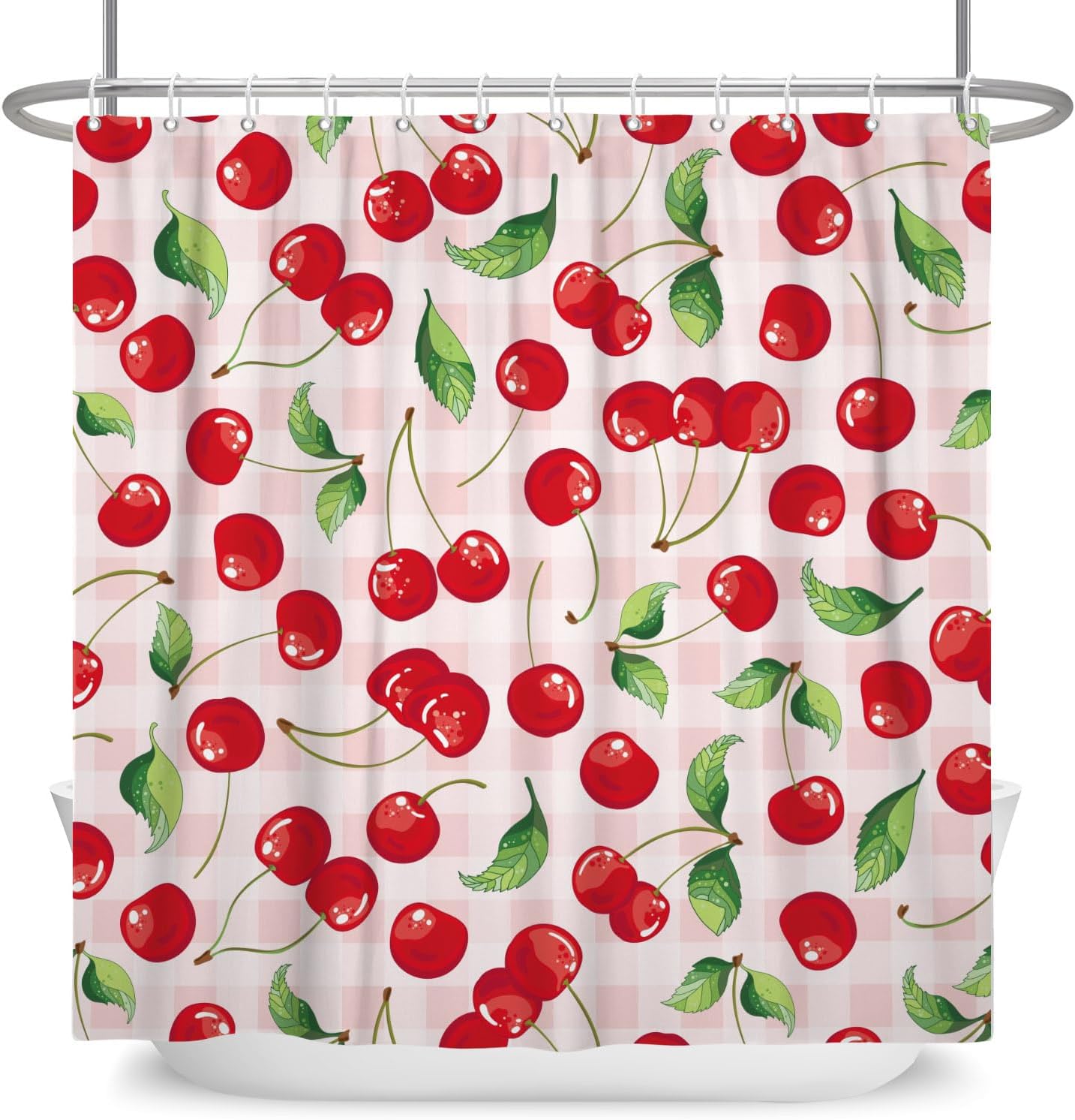 DASHAN Red Cherry Aesthetic Shower Curtain 72x72