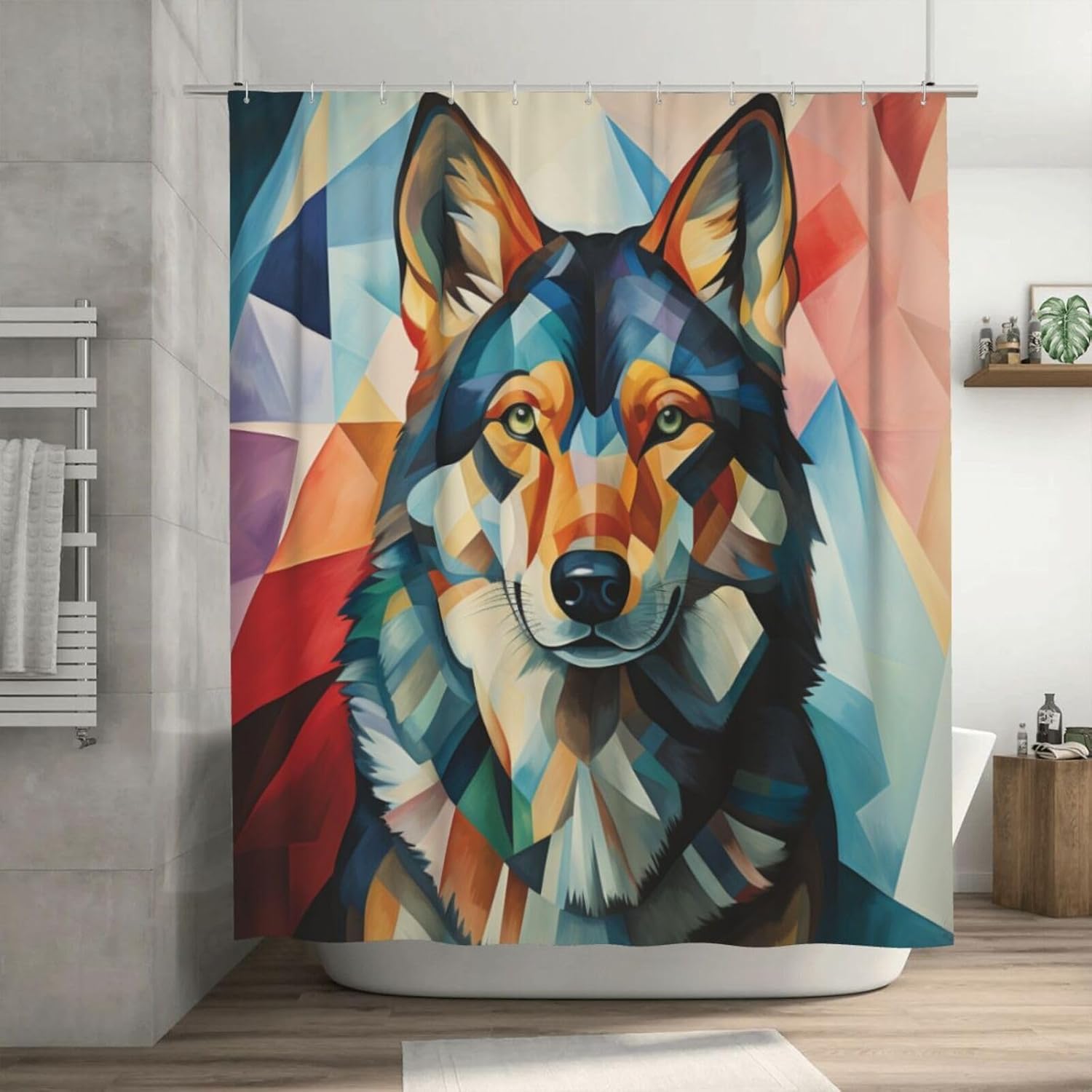DAOWANGZUO Black Dog Bohemian Shower Curtain Set