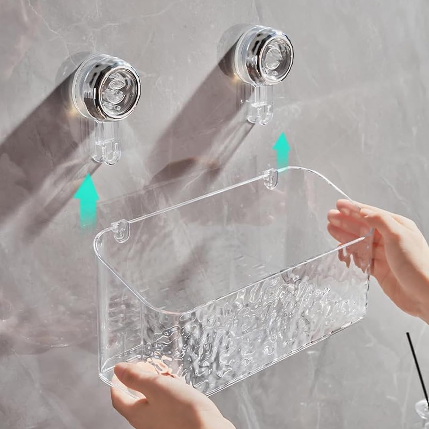 Heykomi No-Drill Shower Caddy Shelf Clear Acrylic Suction Cup Storage Rack