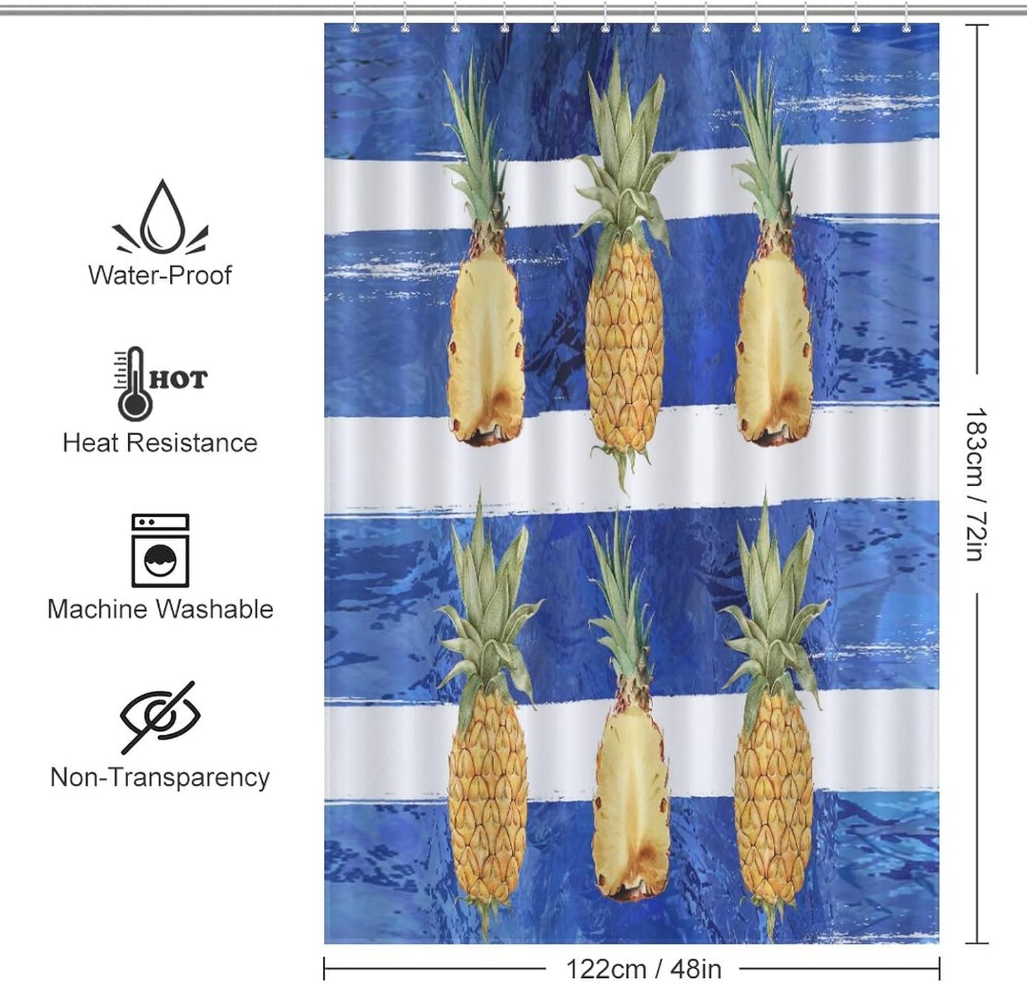 Sweet Natural Food Shower Curtain Lemon Summer Fruit Bath Decor