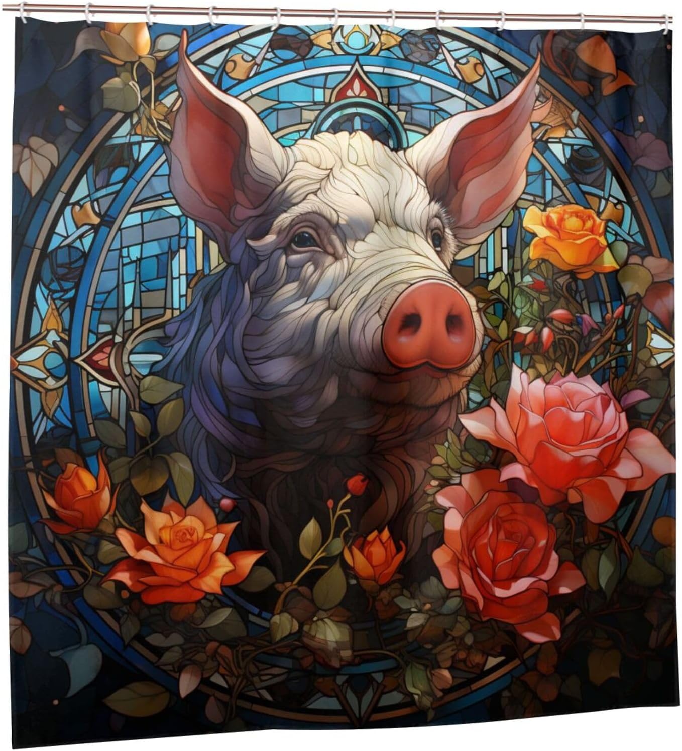 DAOWANGZUO Pig Shower Curtain Set 72x72in