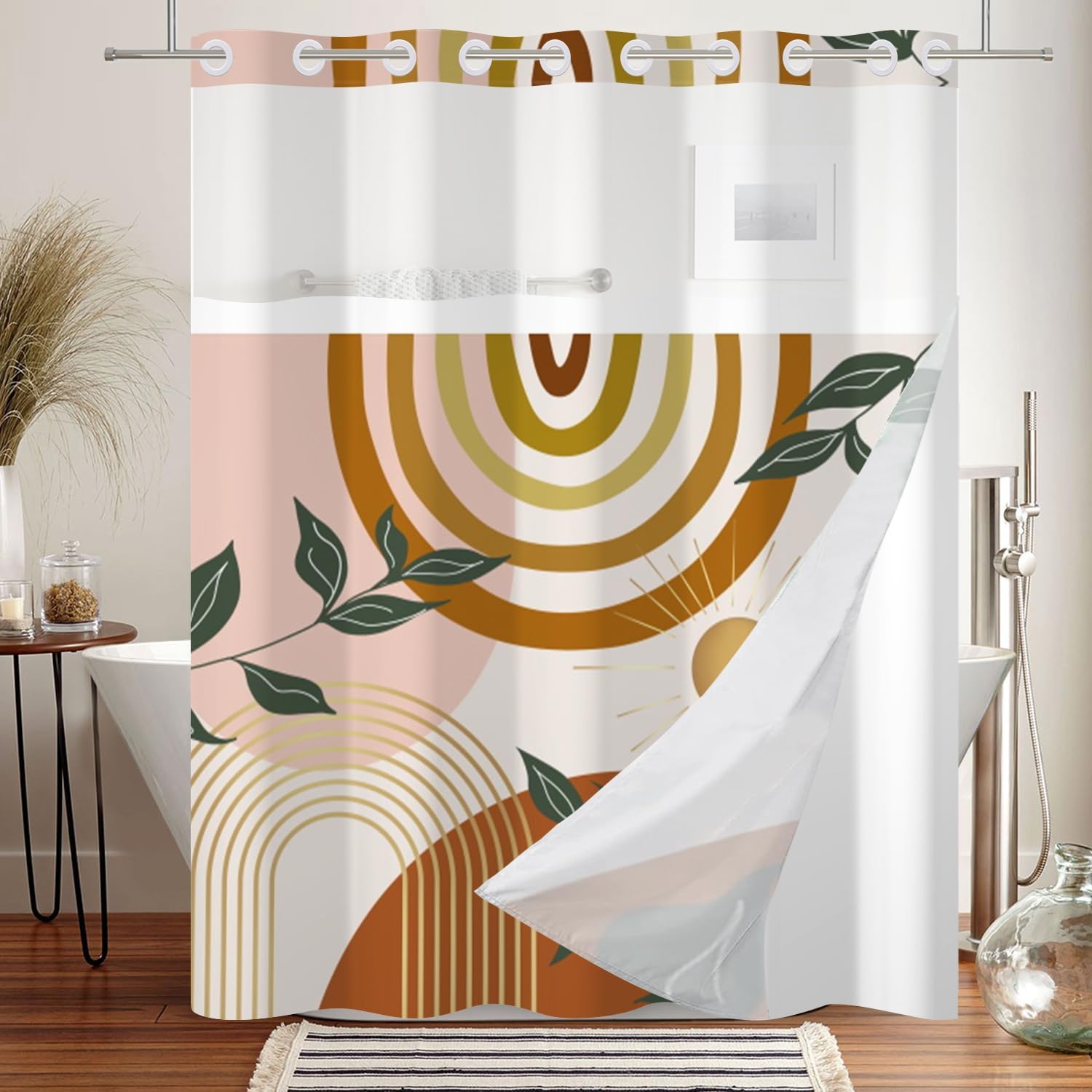 Boho Style Shower Curtain Set 71x74 Inch