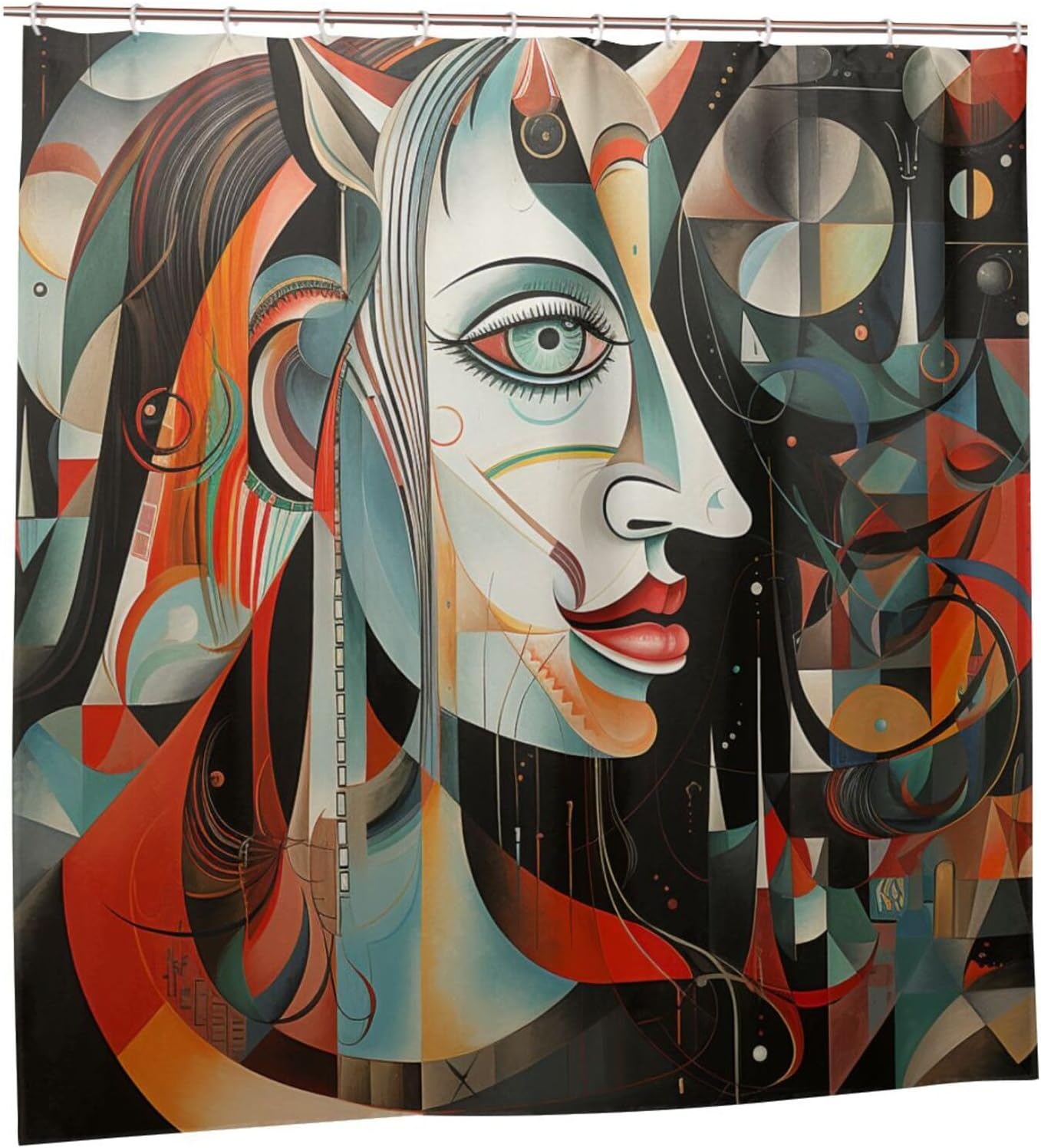 DAOWANGZUO Abstract Boho Face Shower Curtain Set 72x72in