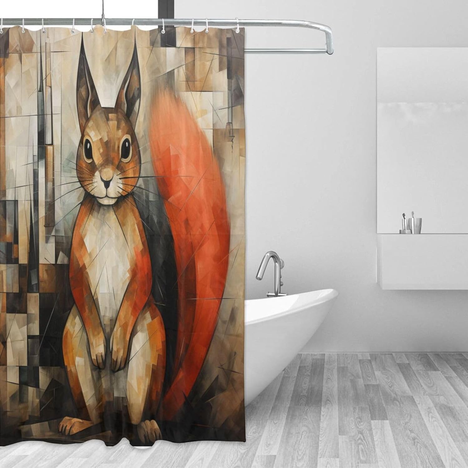 Squirrel Shower Curtain Set with 12 Hooks 72x72in 1