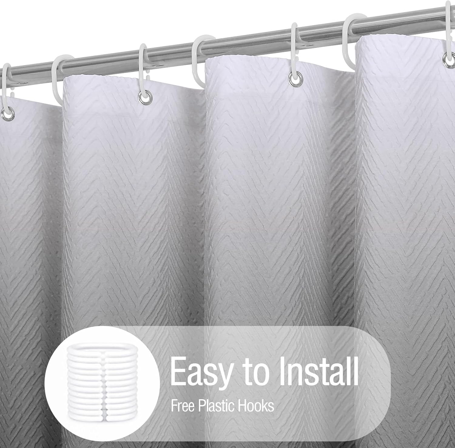 Gibelle Ombre Grey 3D Textured Shower Curtain Set