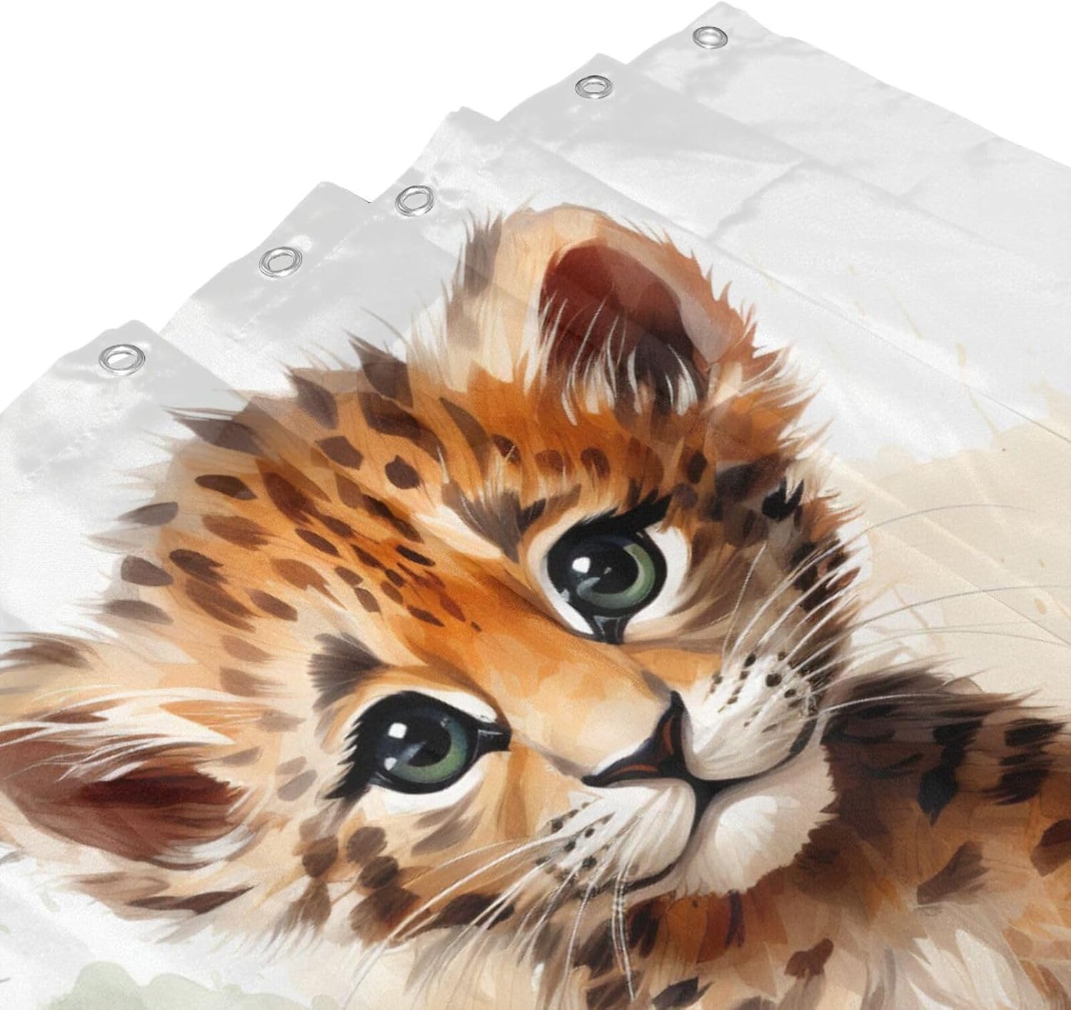 Baby Leopard Shower Curtain Set with 12 Hooks 72x72in