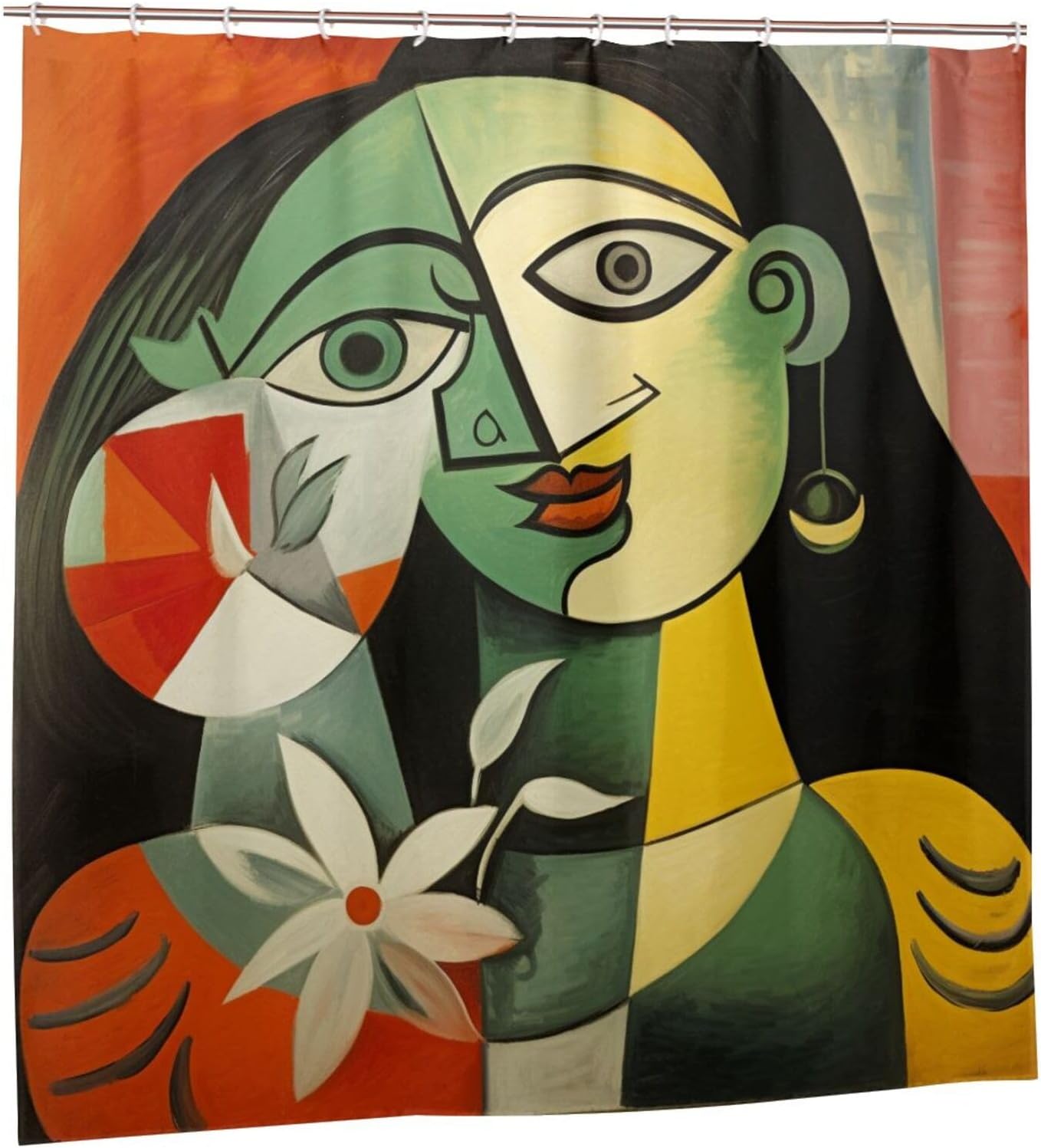 DAOWANGZUO Laughing Girl Shower Curtain Set 72x72in