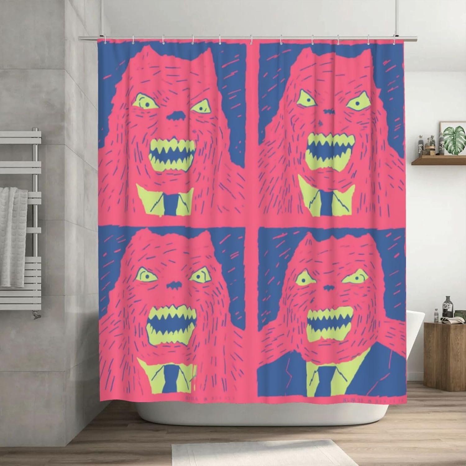 Red Devil Boho Shower Curtain Set with 12 Hooks