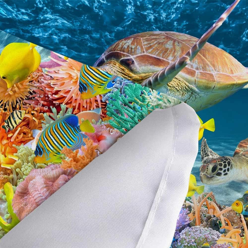 DYNH Sea Turtle Fabric Shower Curtain 69x70 Inch with Hooks Blue Bath Curtain