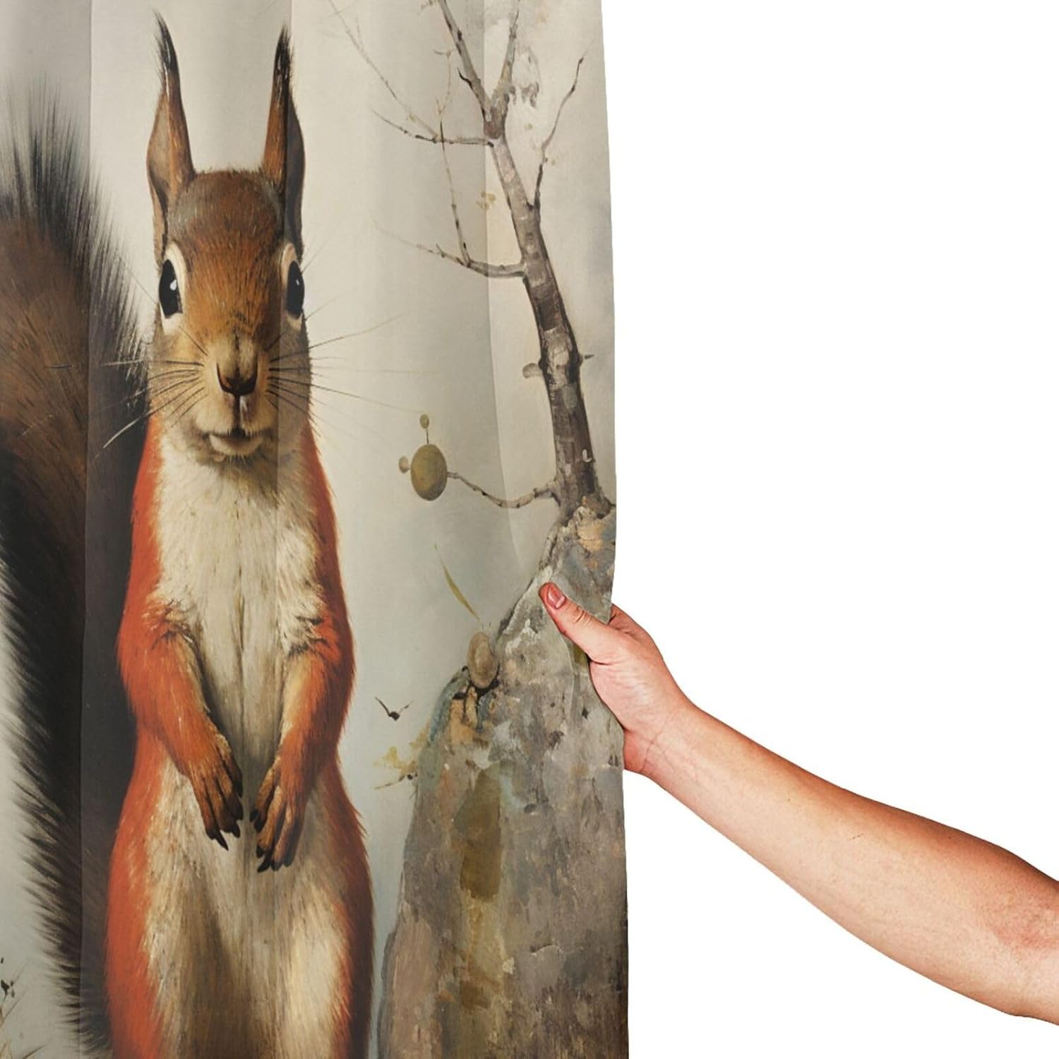DAOWANGZUO Squirrel Shower Curtain Set