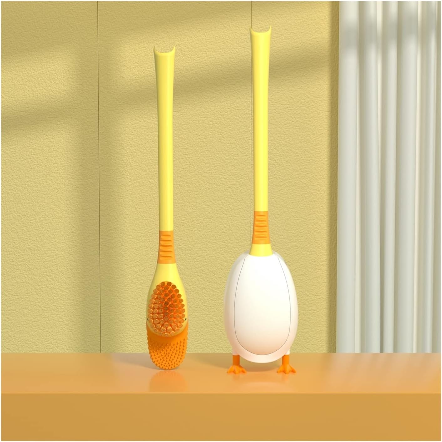 TOMYEUS Yellow Toilet Brush Set with Holder 1