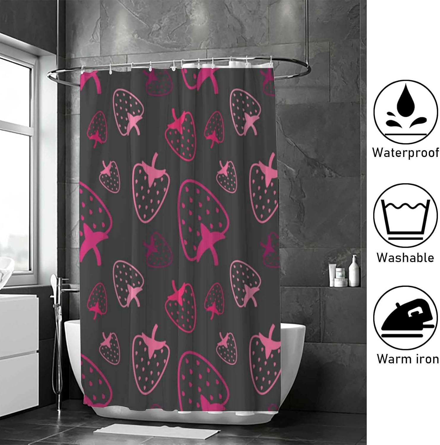 Waterproof Shower Curtain with 12 Plastic Hooks 60x72in