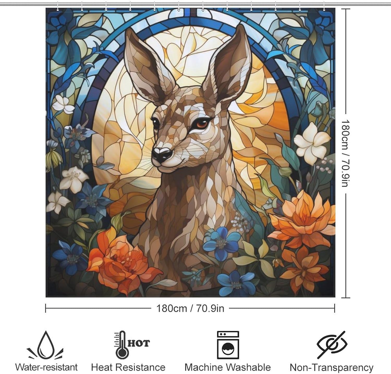 DAOWANGZUO Kangaroo Shower Curtain Set 72x72in