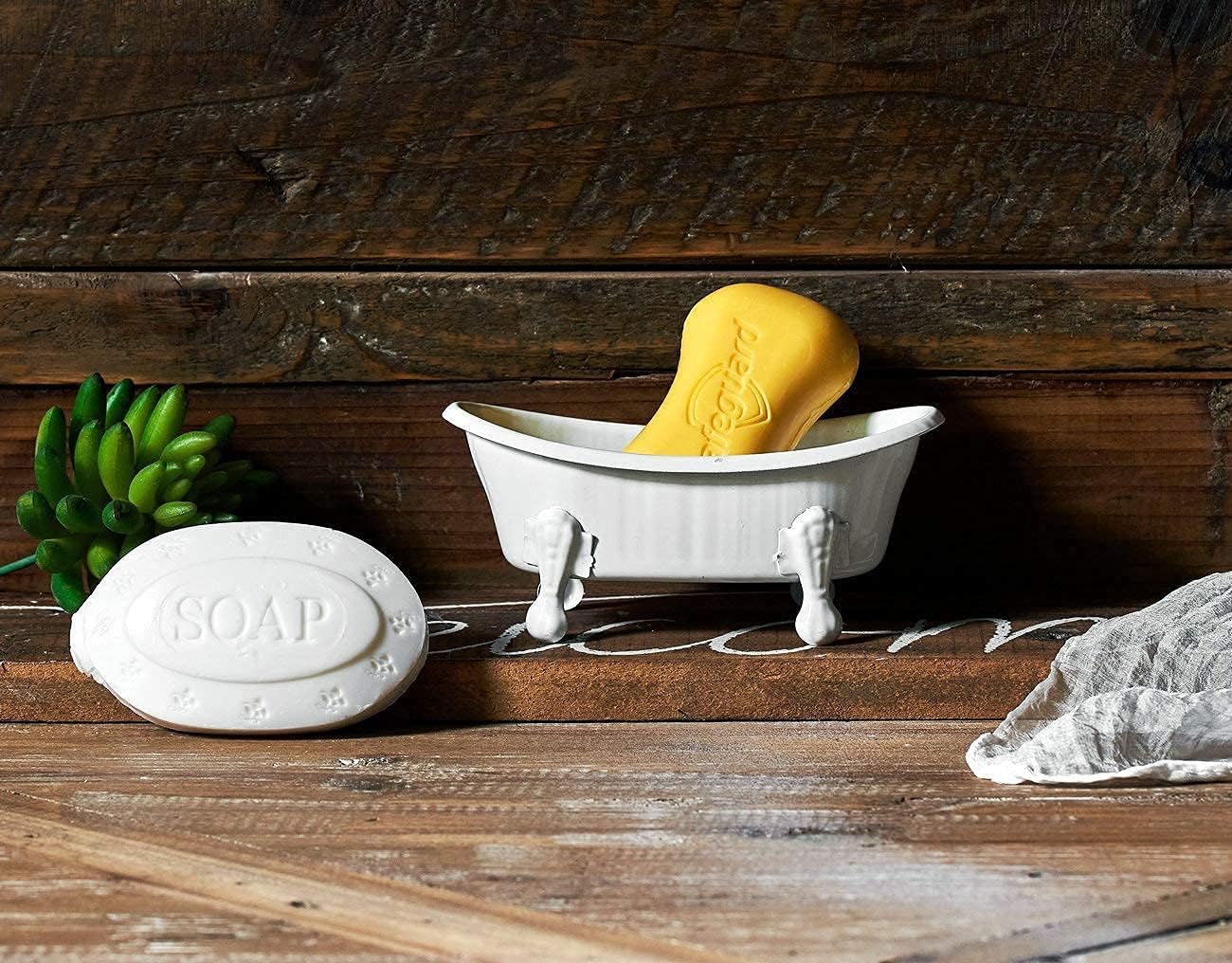 White Clawfoot Metal Soap Dish for Bathroom or Kitchen 55 Inch