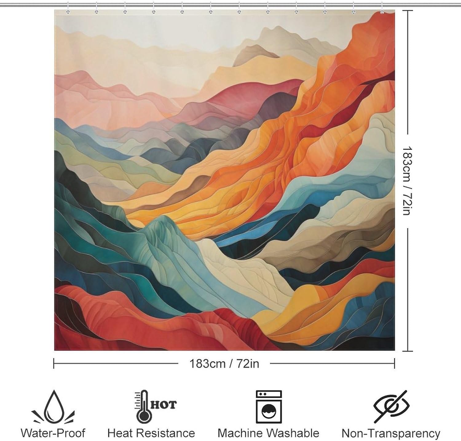 DAOWANGZUO Mountain Shower Curtain Set 72x72in 1