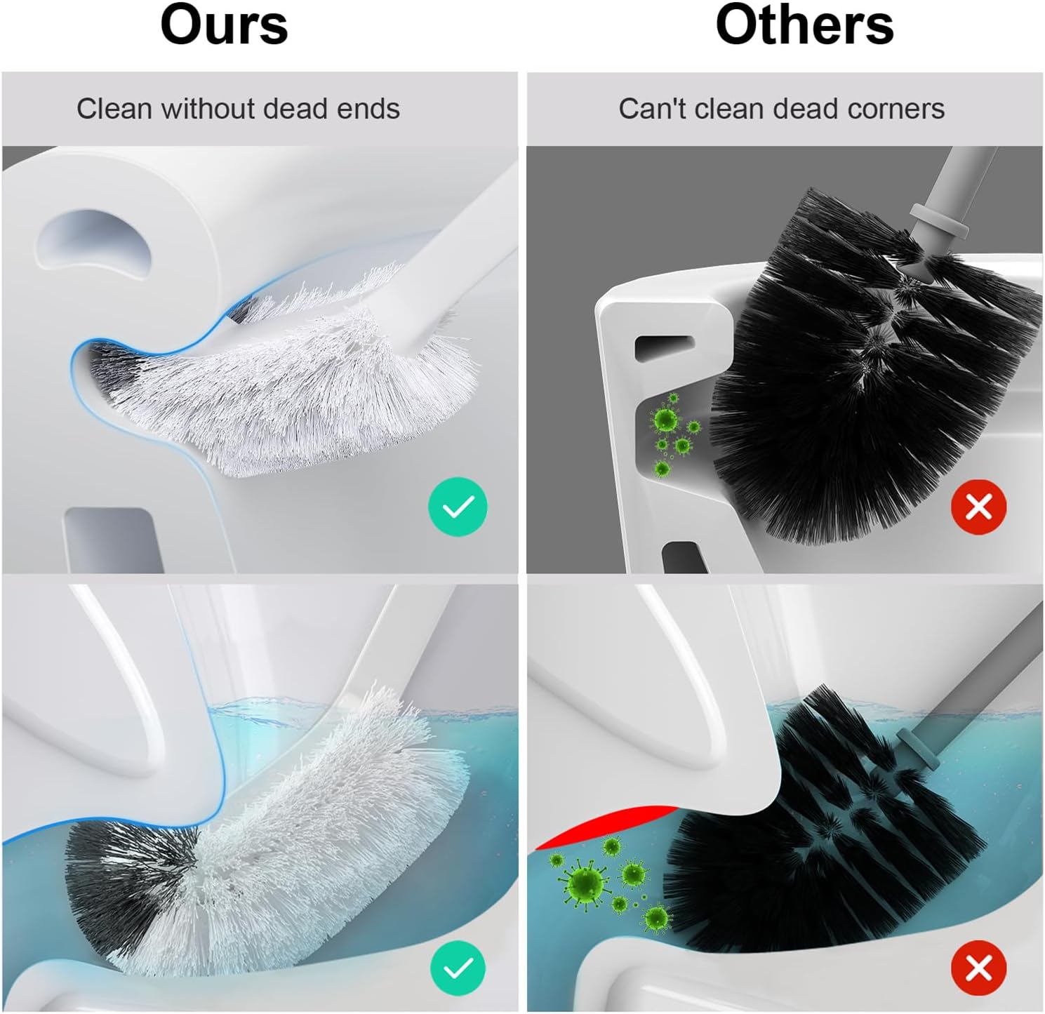 HAMITOR Toilet Plunger Brush Combo Set with Holder