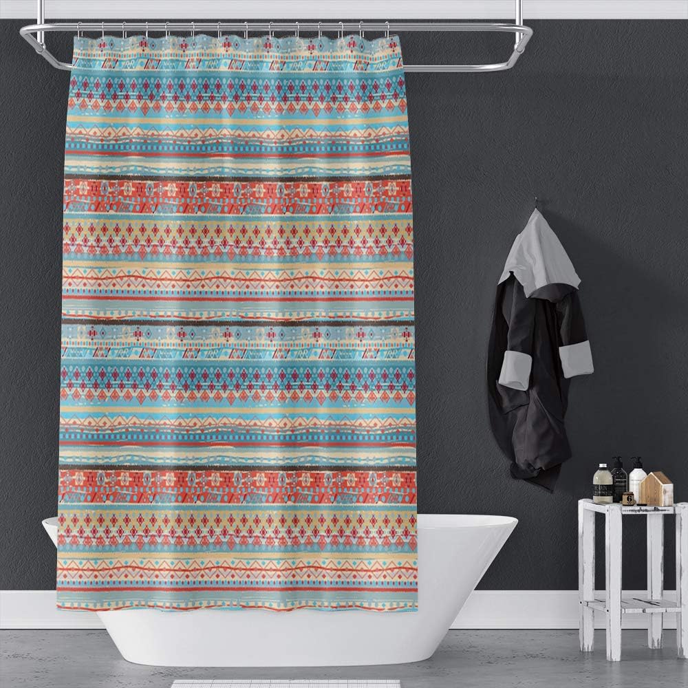 OERJU 65x72inch Boho Stripe Shower Curtain with Hooks