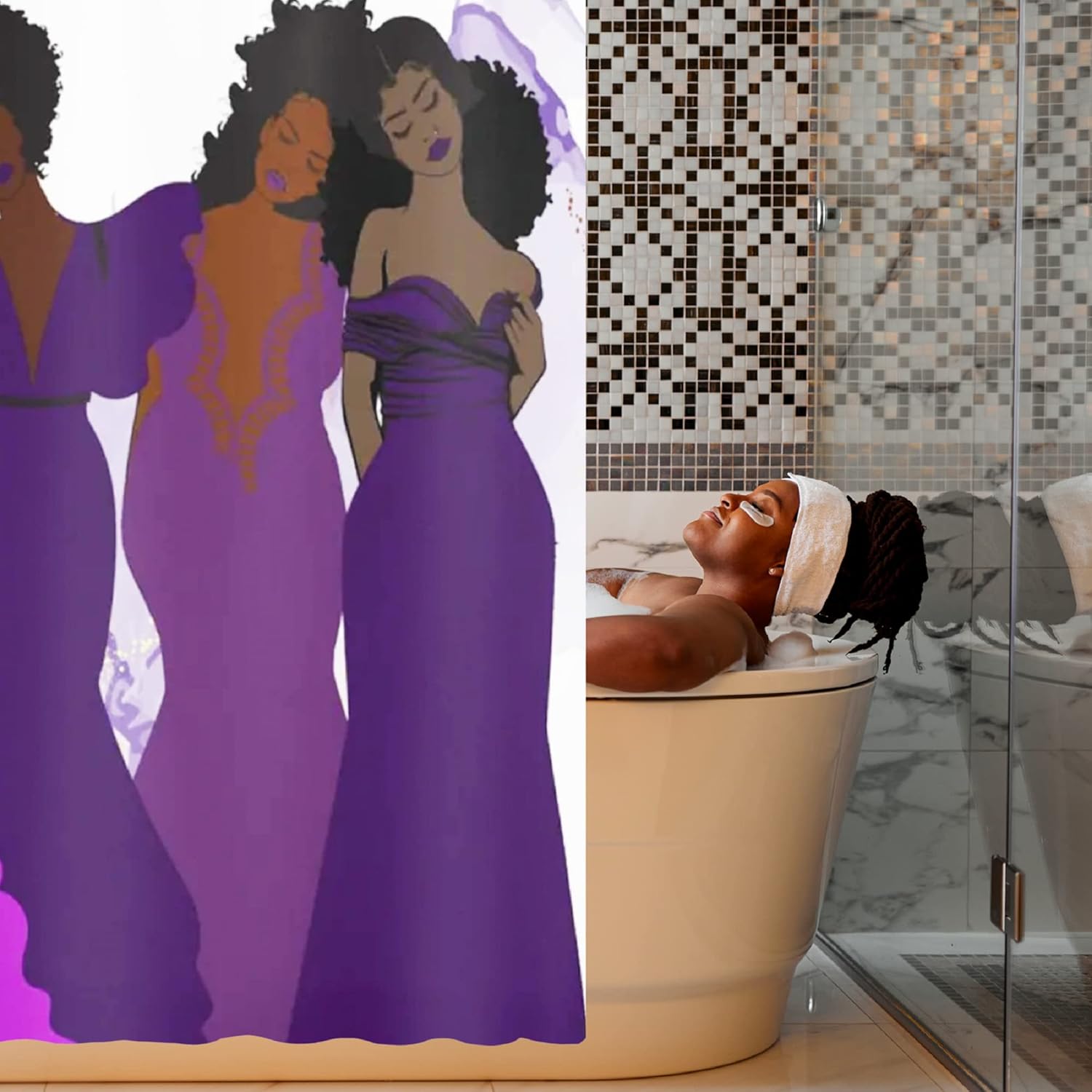 Pardon My Fro Harmony Shower Curtain - 71x71 White 100 Polyester Chic Print