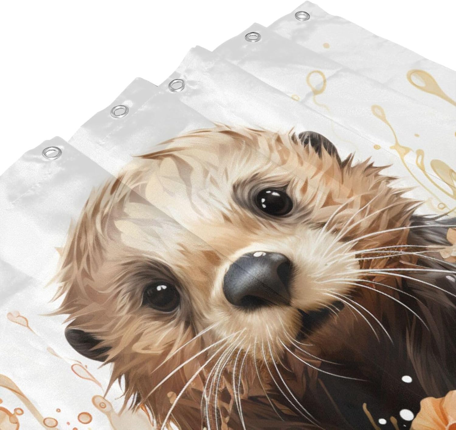 Brown Otter Shower Curtain Set with 12 Hooks 72x72in 1